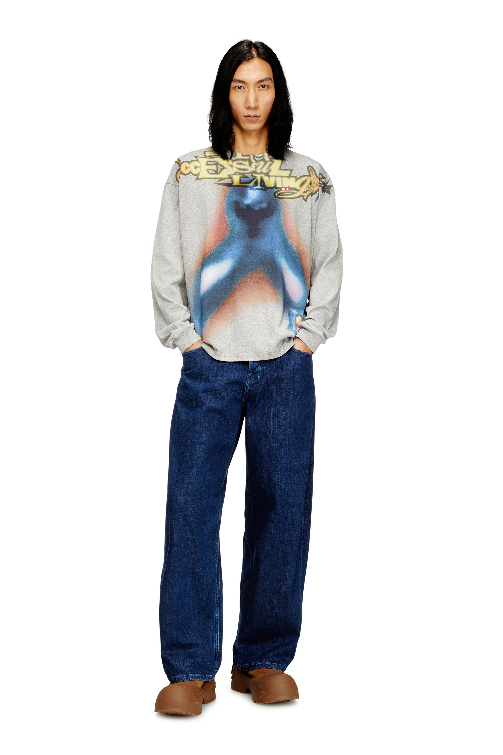 Diesel - T-BOXT-LS-V1, Maglietta in cotone con stampa digitale Uomo in Multicolor - 2