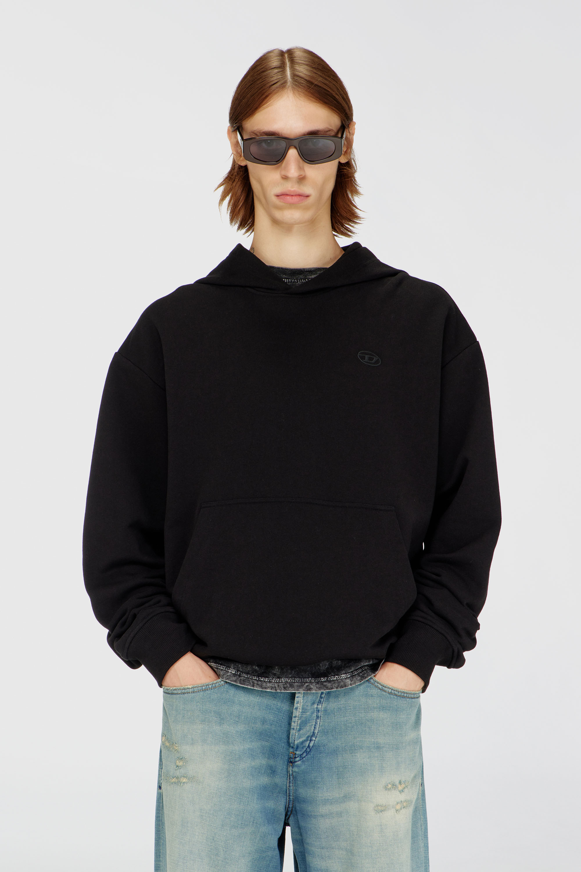 Diesel - S-MACS-HOOD-MEGOVAL-D, Hoodie con ricamo logo Uomo in Nero - 3