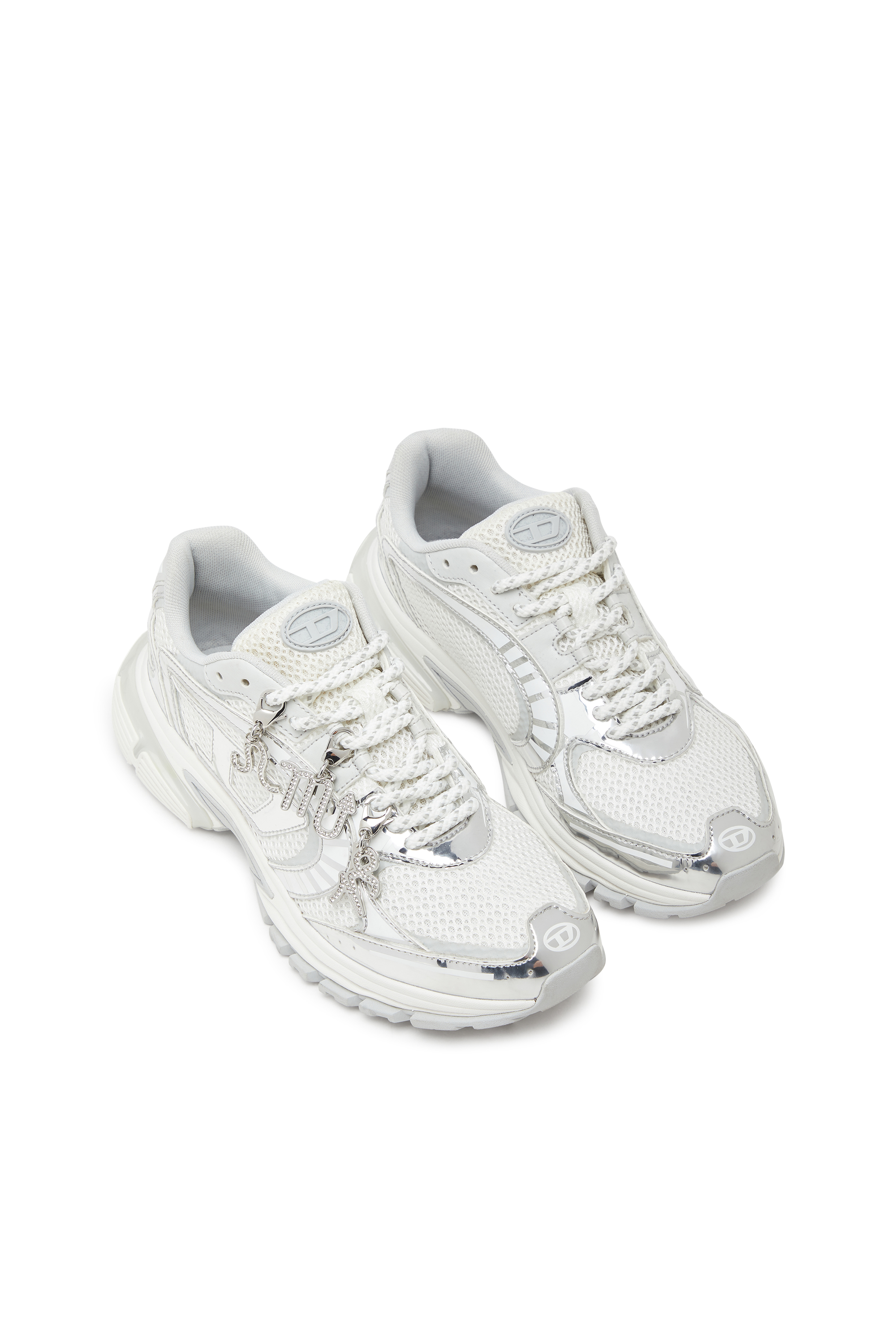 Diesel - S-PRO-V-DENSE LOW W, S-Pro-V-Dense-Sneaker in rete metallizzata con logo Oval D Donna in Bianco - 3