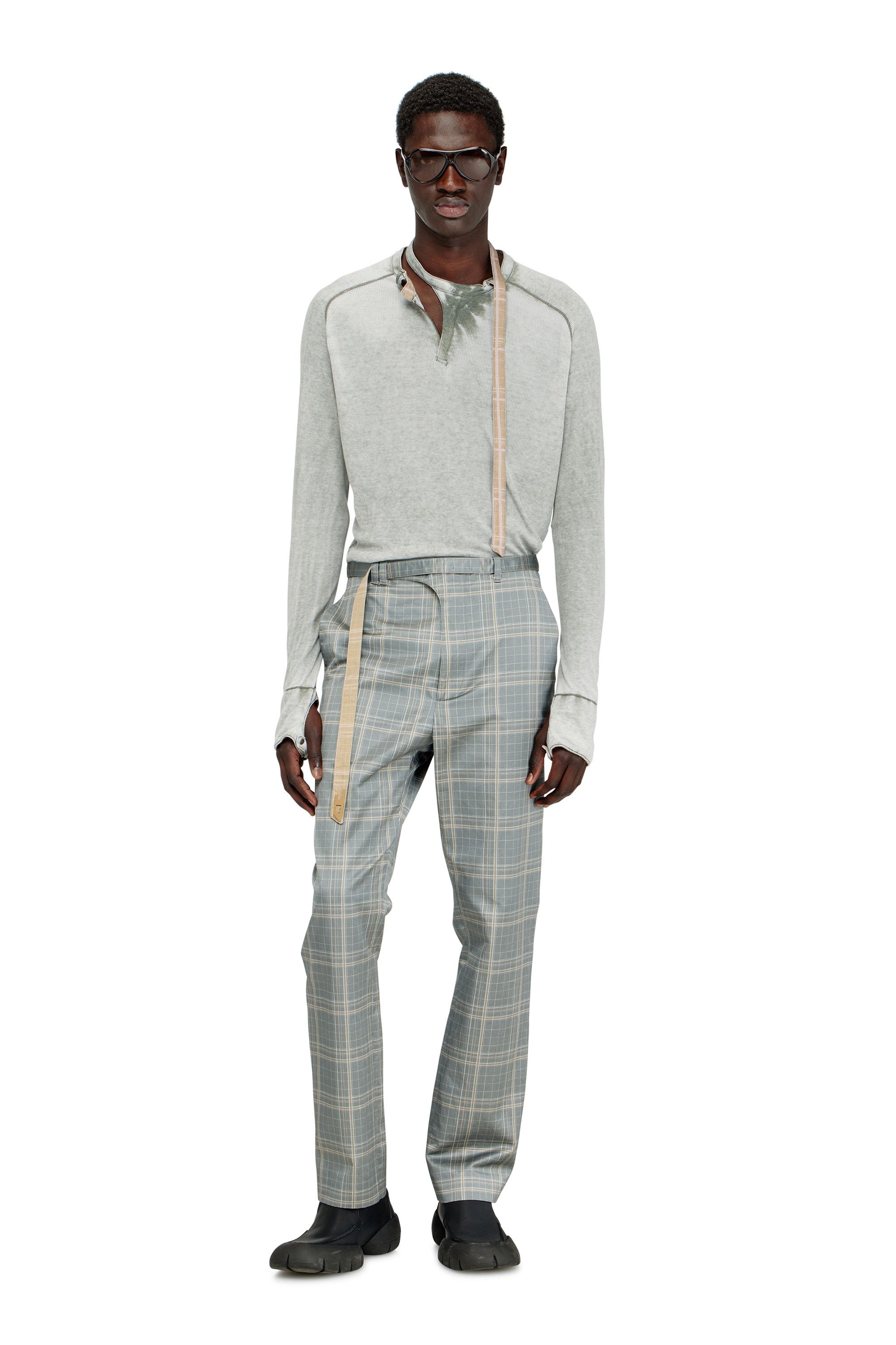 Diesel - T-GOHAN, Top in jersey a coste con cinturino biker Uomo in Grigio - 2