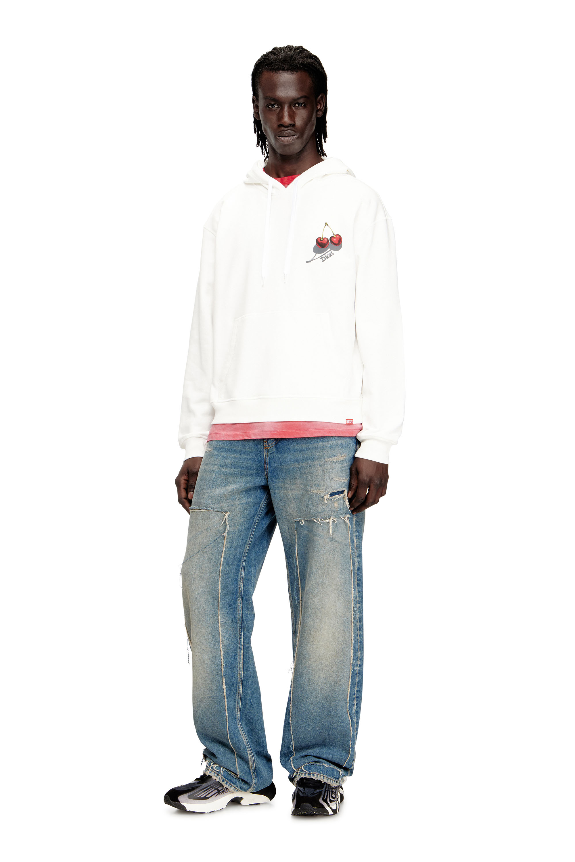 Diesel - SV-S-NORM-HOOD-CHER, Felpa con cappuccio in cotone con grafica di ciliegie Unisex in Bianco - 3