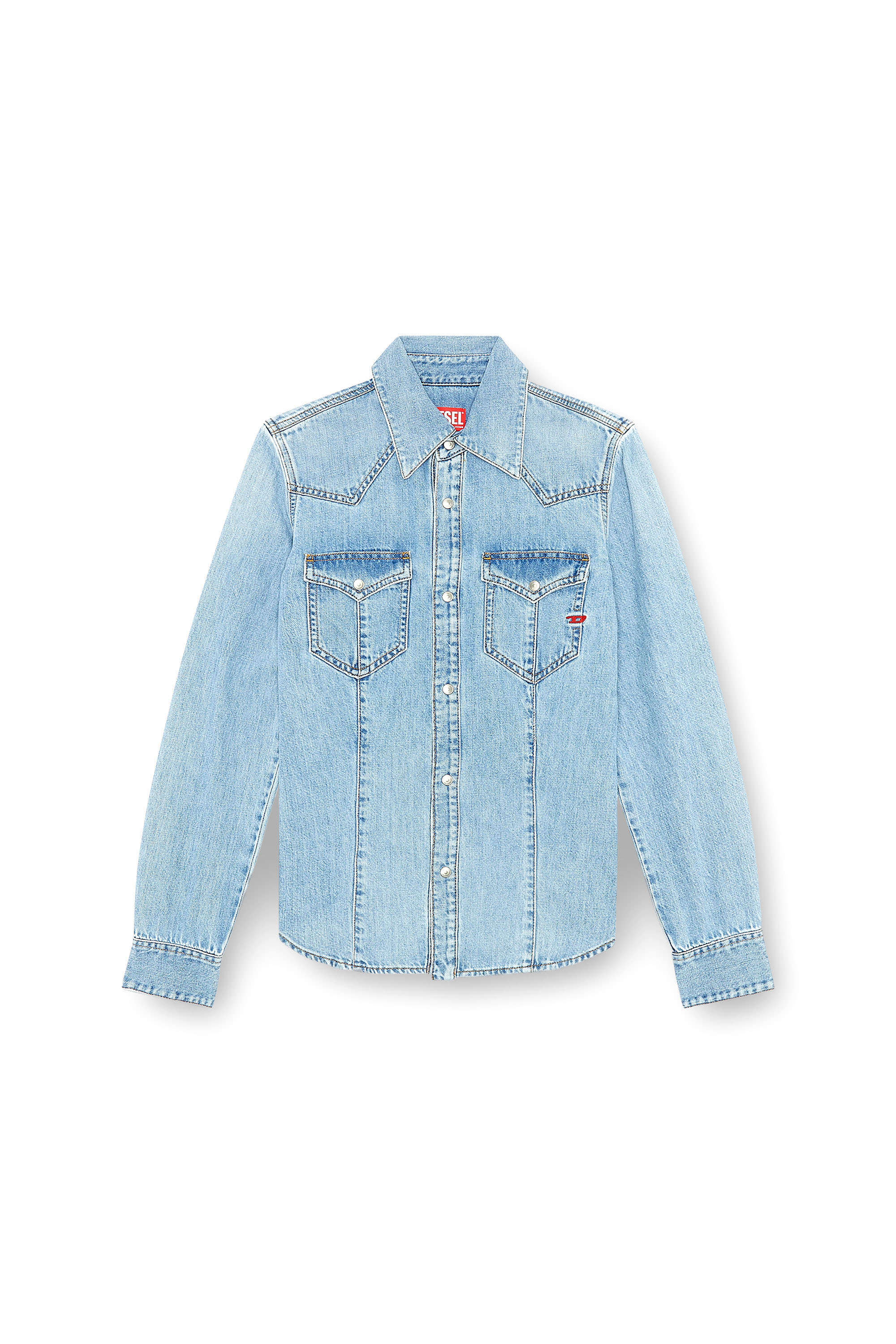 Diesel - DE-WAVES, Camicia Western in denim Donna in Blu - 3