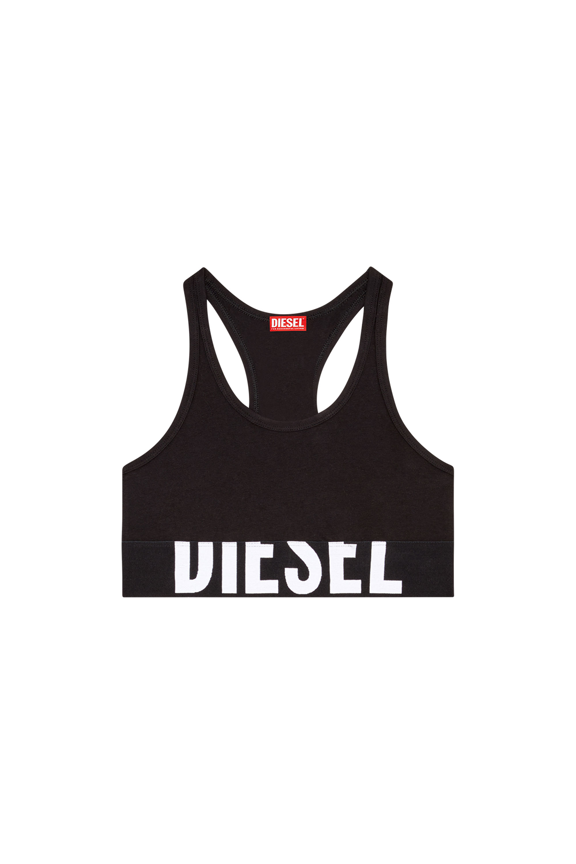 Diesel - UFSB-COTTON-RACE-BRALETTE-XL, Donna Bralette con logo tagliato in Nero - Image 4