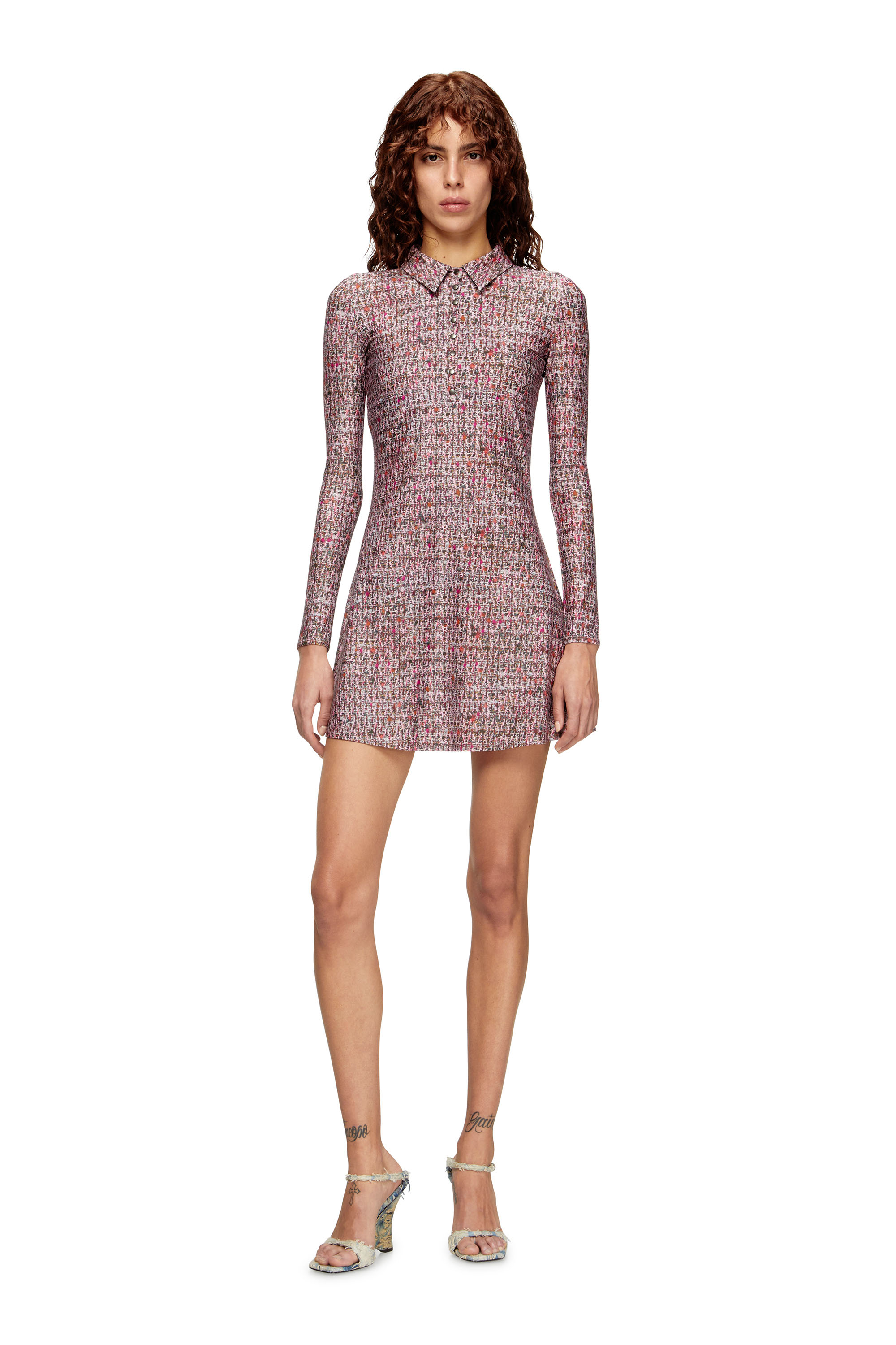 Diesel - D-POLYNA, Abito in lycra con stampa bouclé Donna in Rosa - 2