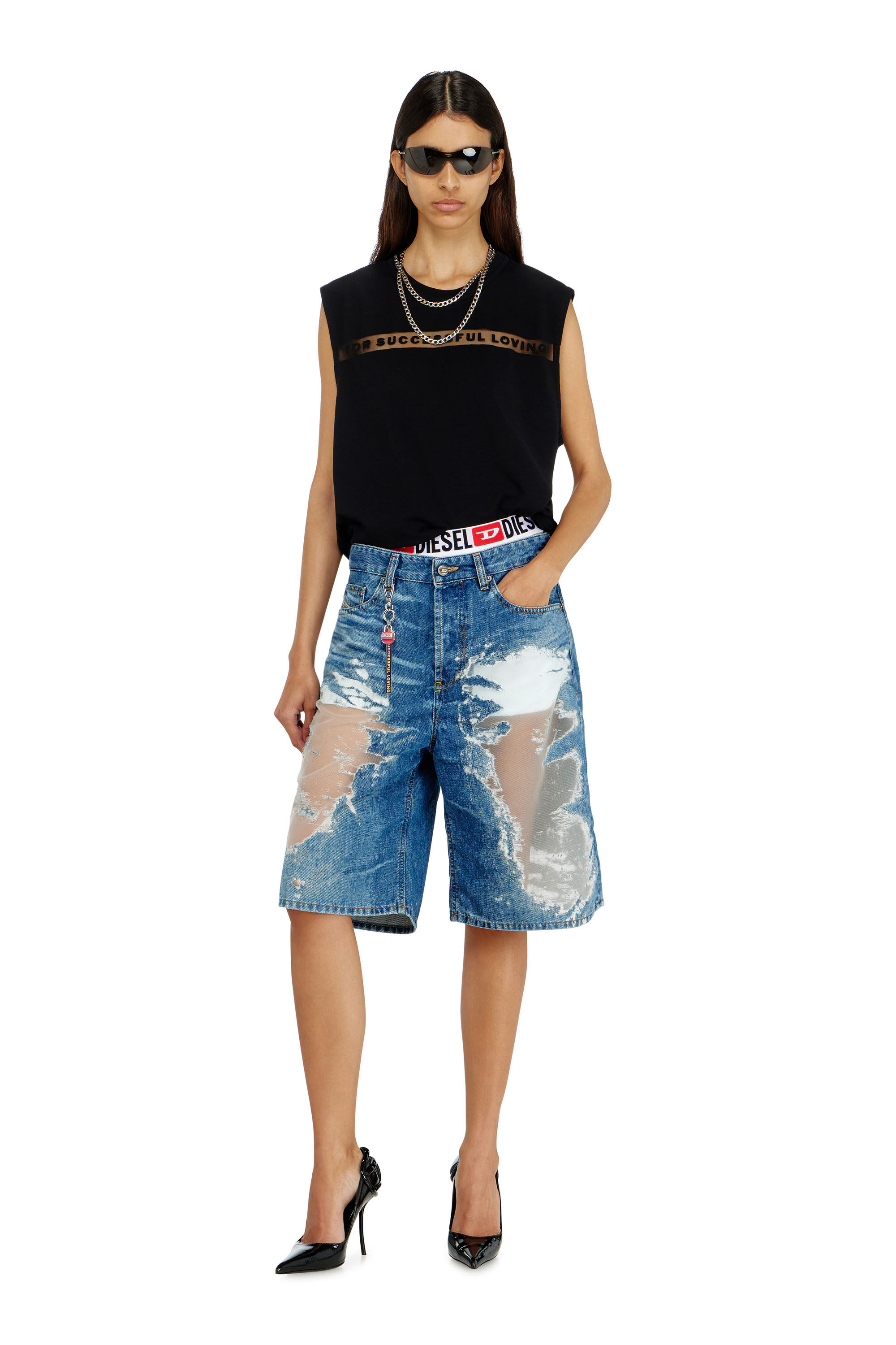 Diesel - PR-T-NORM-BISC-MATI-R, Canotta con logo For Successful Loving Unisex in Nero - 4