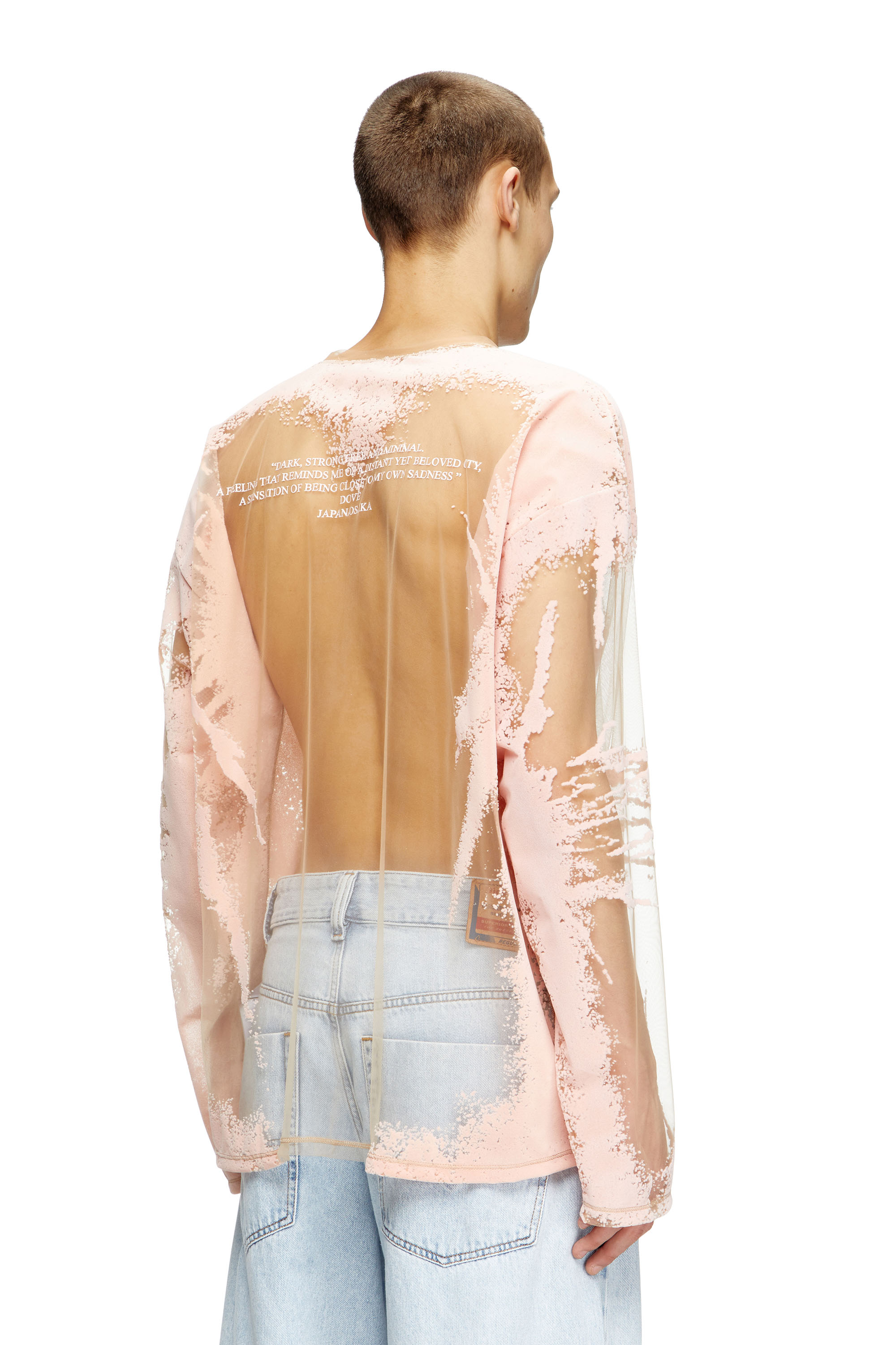 Diesel - T-HASSAN-LS-A, T-shirt a maniche lunghe in nylon con stampa DJ Unisex in Rosa - 4