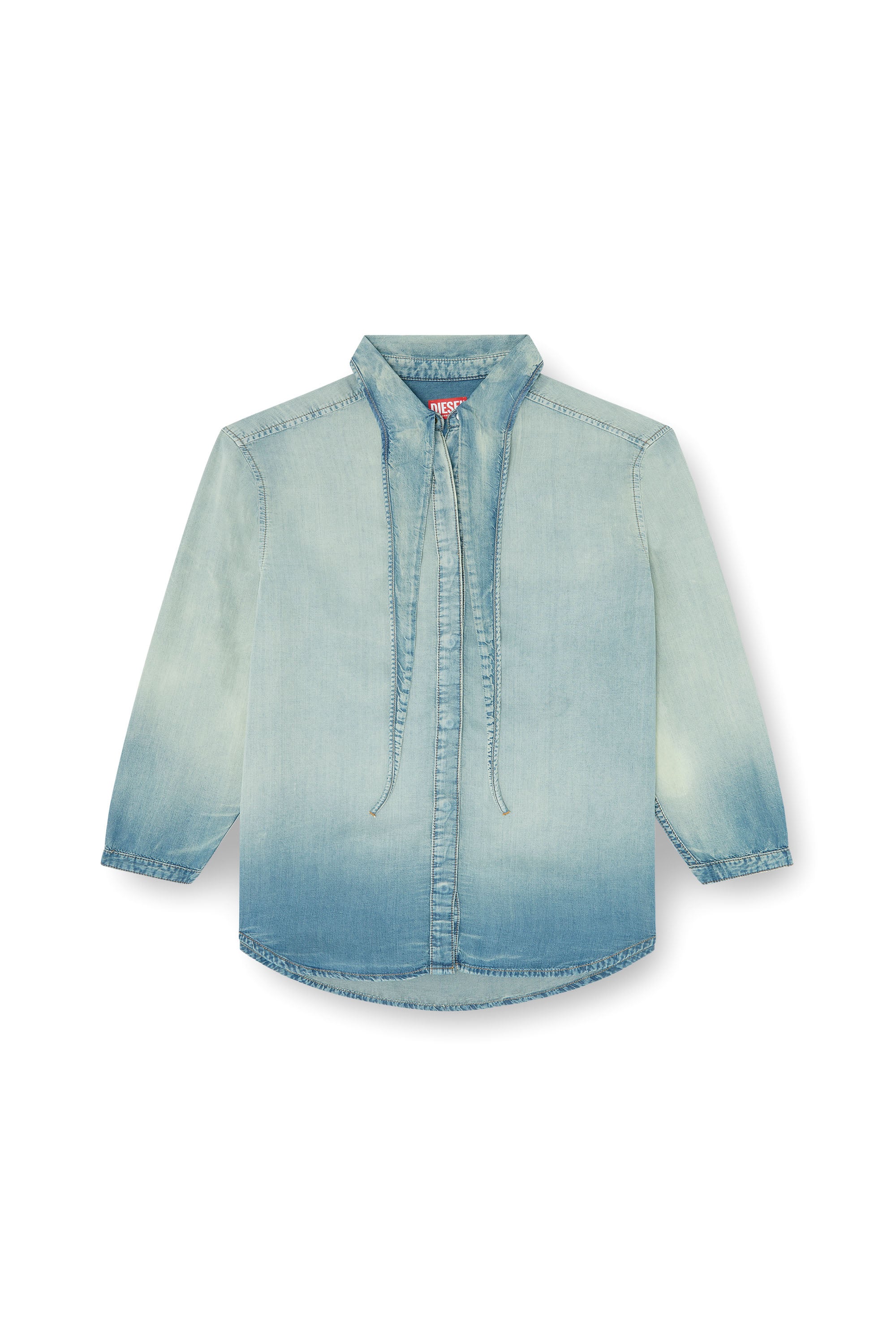 Diesel - DE-ARVEN-S1, Camicia in denim fluido effetto marmorizzato Donna in Blu - 3