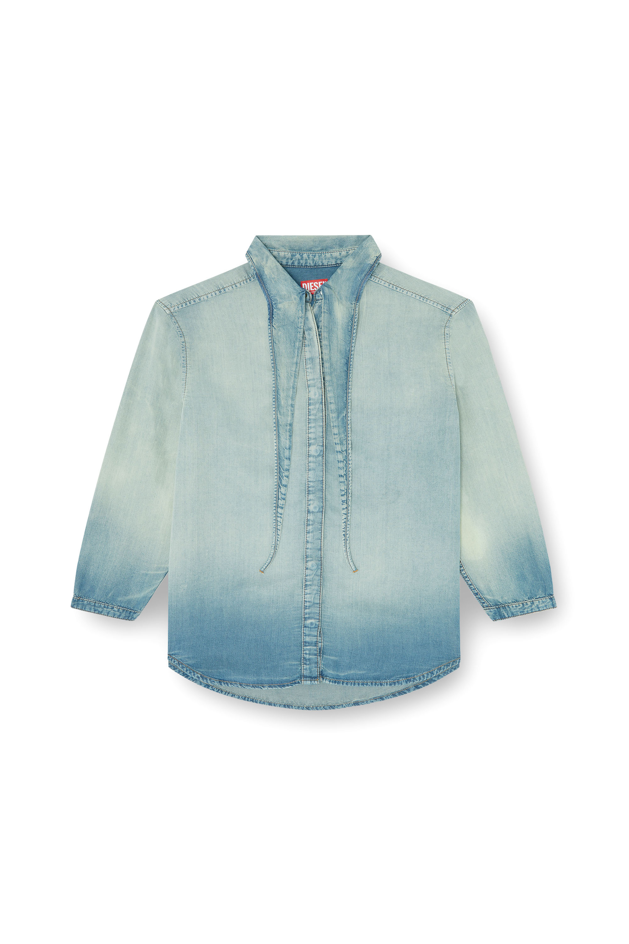 Diesel - DE-ARVEN-S1, Camicia in denim fluido effetto marmorizzato Donna in Blu - 2