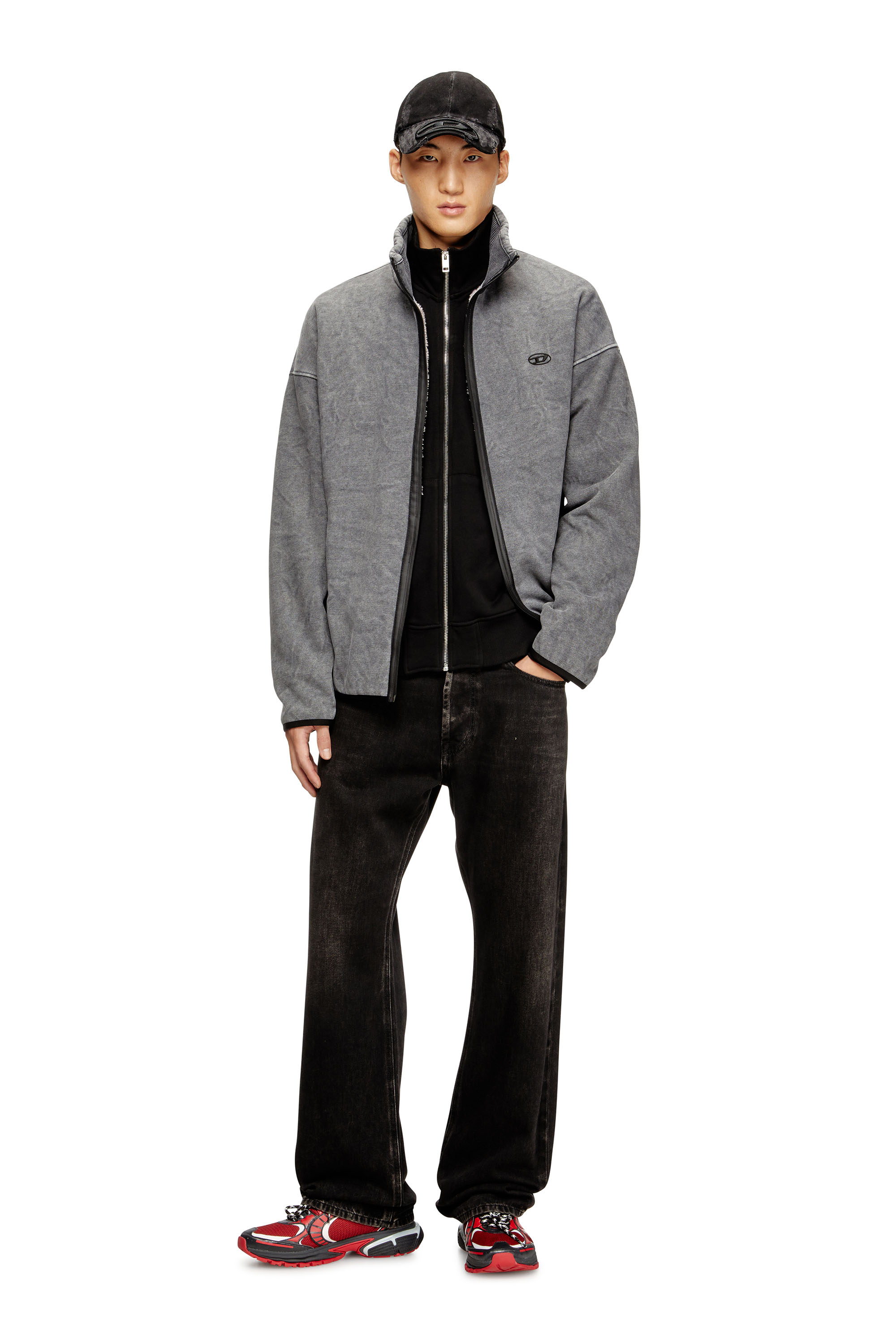 Diesel - S-BATY-NEW, Felpa con chiusura a zip e rivestimento interno Uomo in Grigio - 1