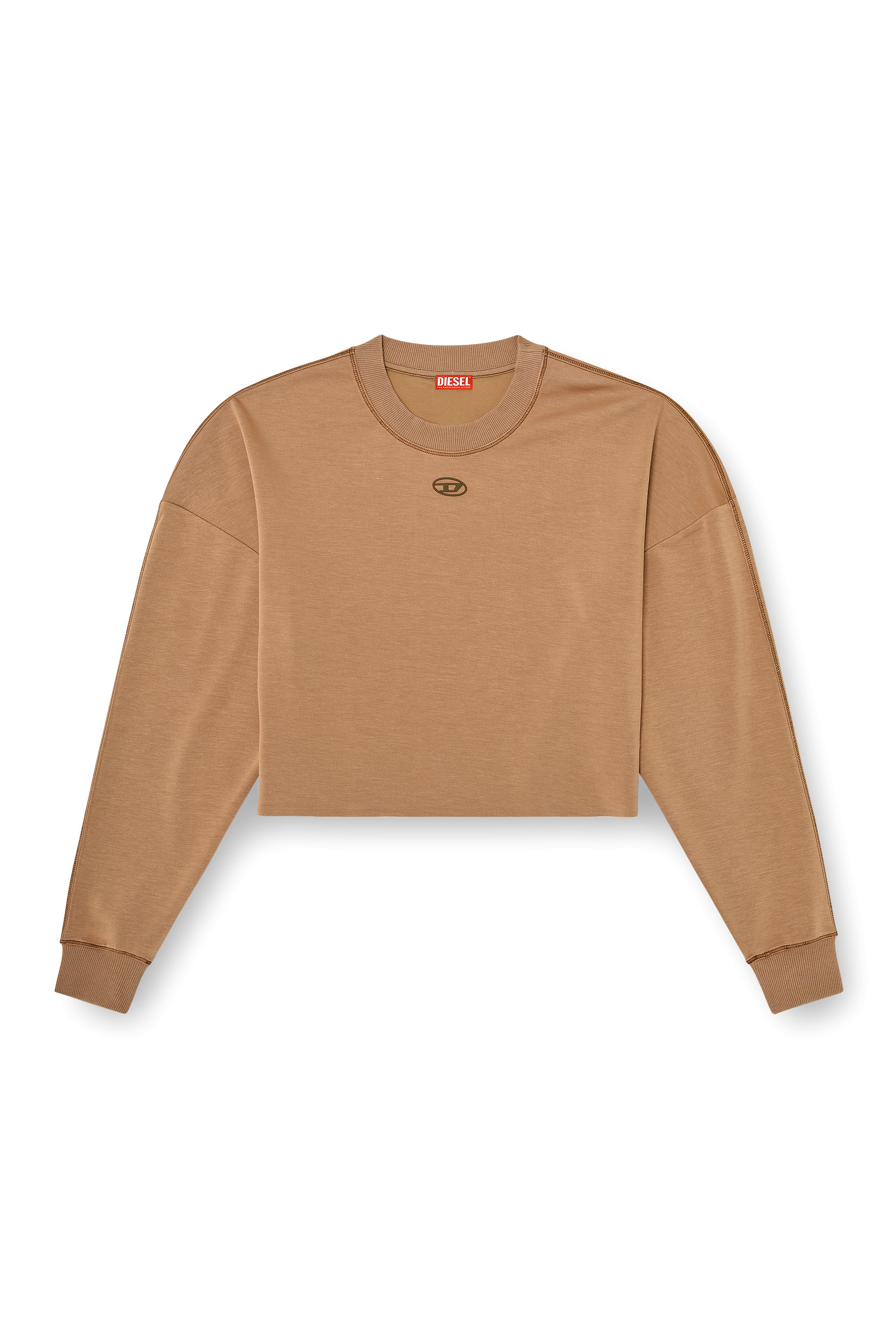 Diesel - BLAKE-UTLT, Crop top in scuba leggero stretch Donna in Marrone - 3