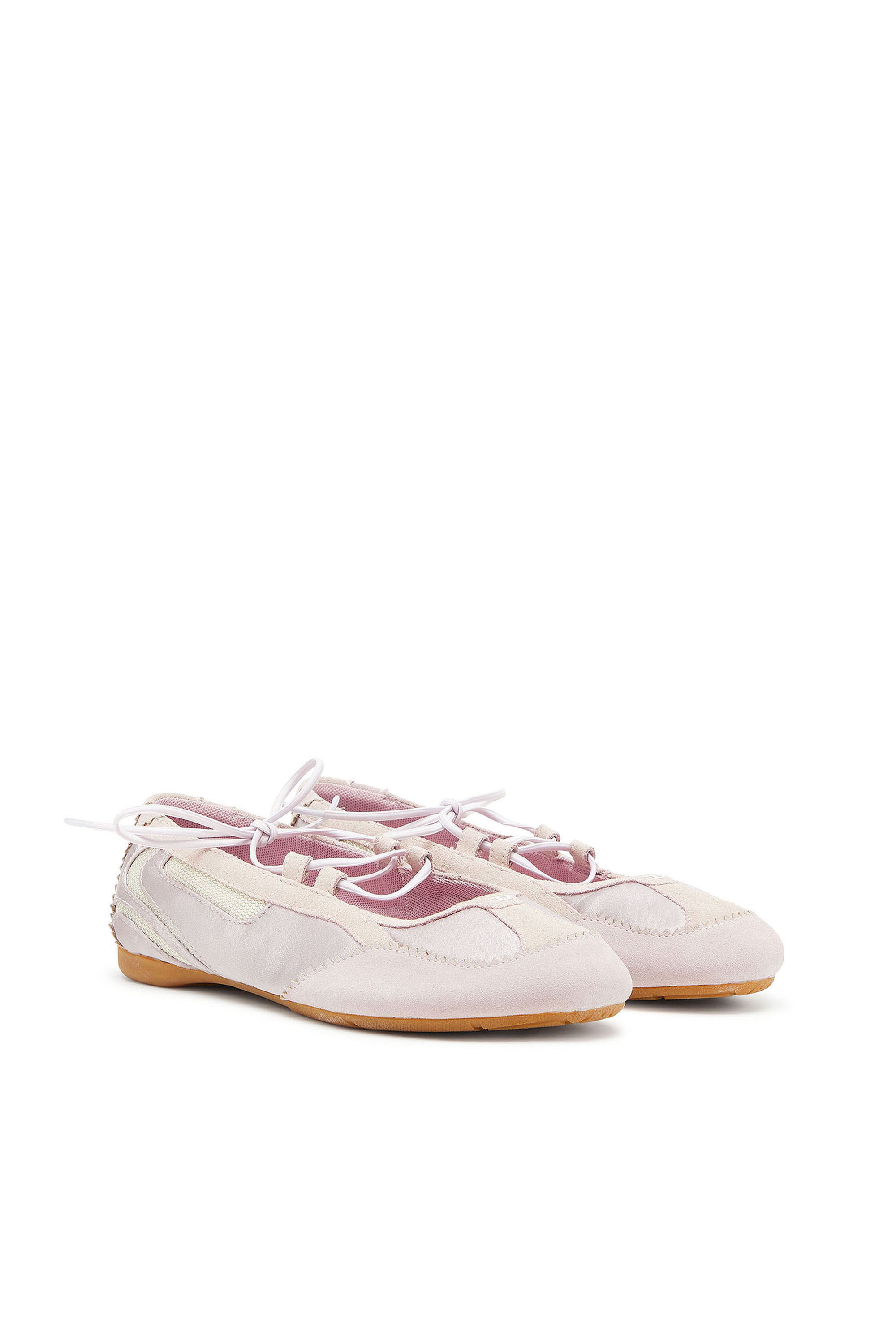 Diesel - D-MILE BALLERINA LACE UP II W, D-Mile - Ballerine stringate in pelle e mesh Donna in Rosa - 2