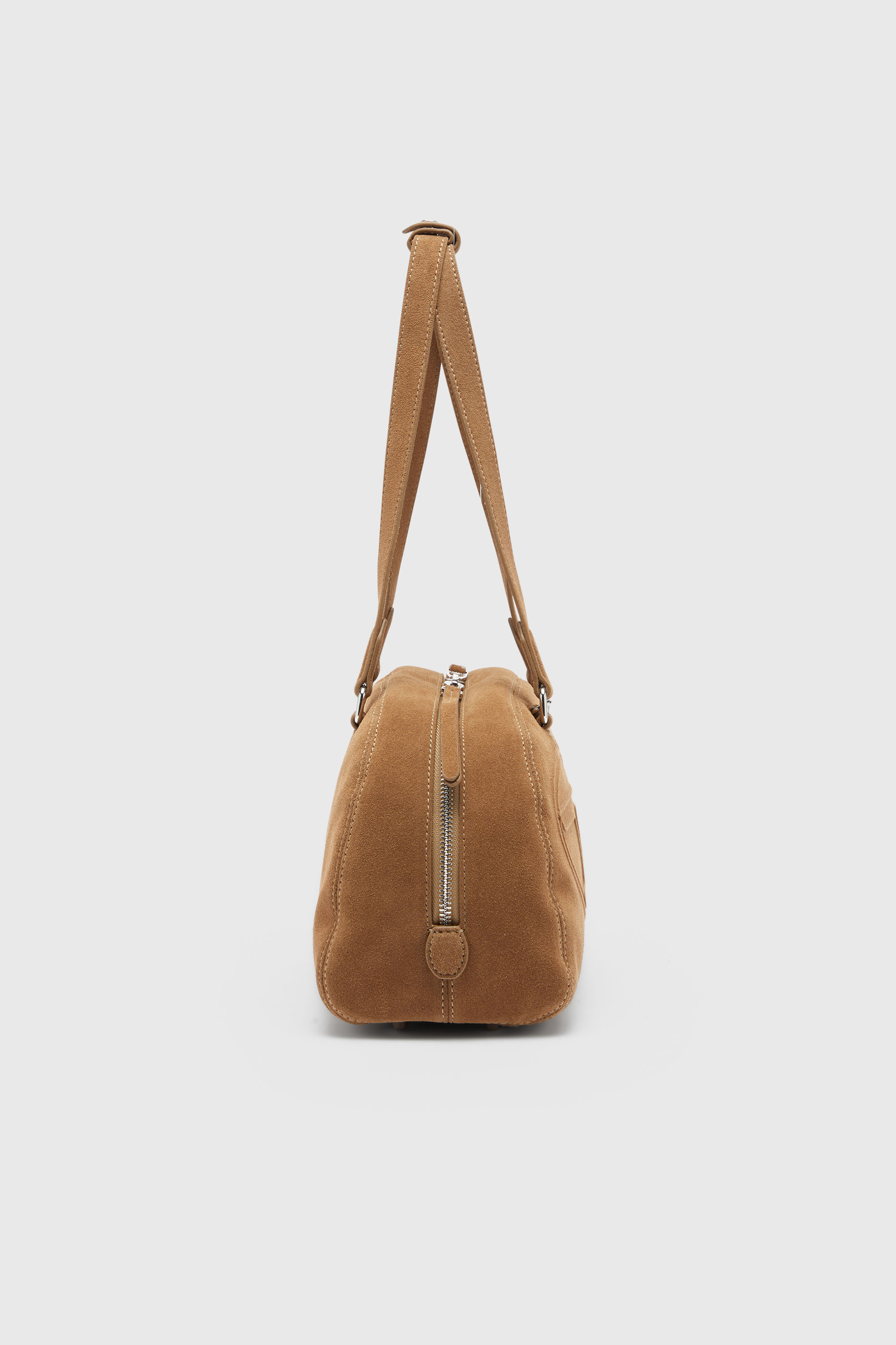 Diesel - 1DR DOME SHOULDER, 1DR Dome- Borsa a spalla scamosciata con Logo Oval D Unisex in Beige - 5