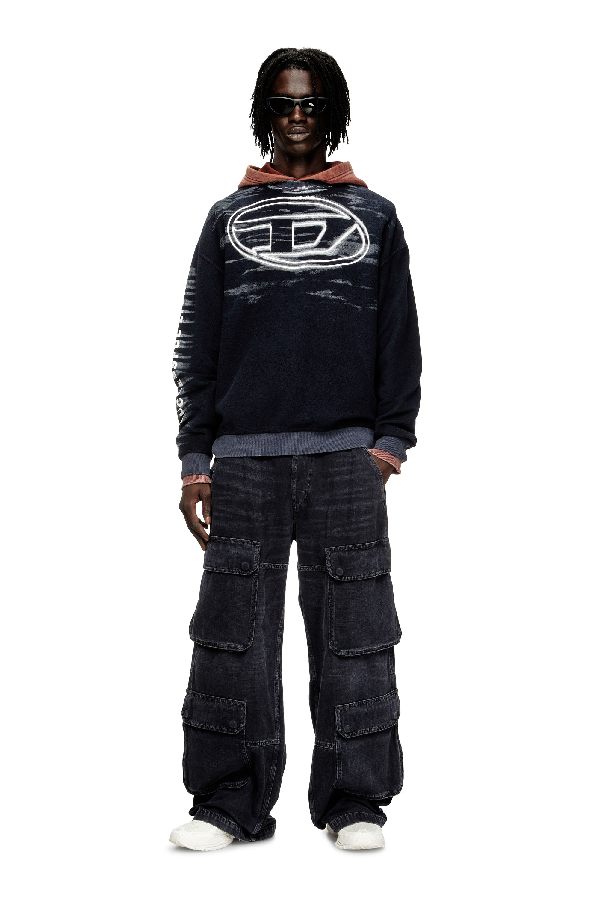 Diesel - S-BOXT-T1, Felpa in cotone con stampa Oval D Uomo in Blu - 2