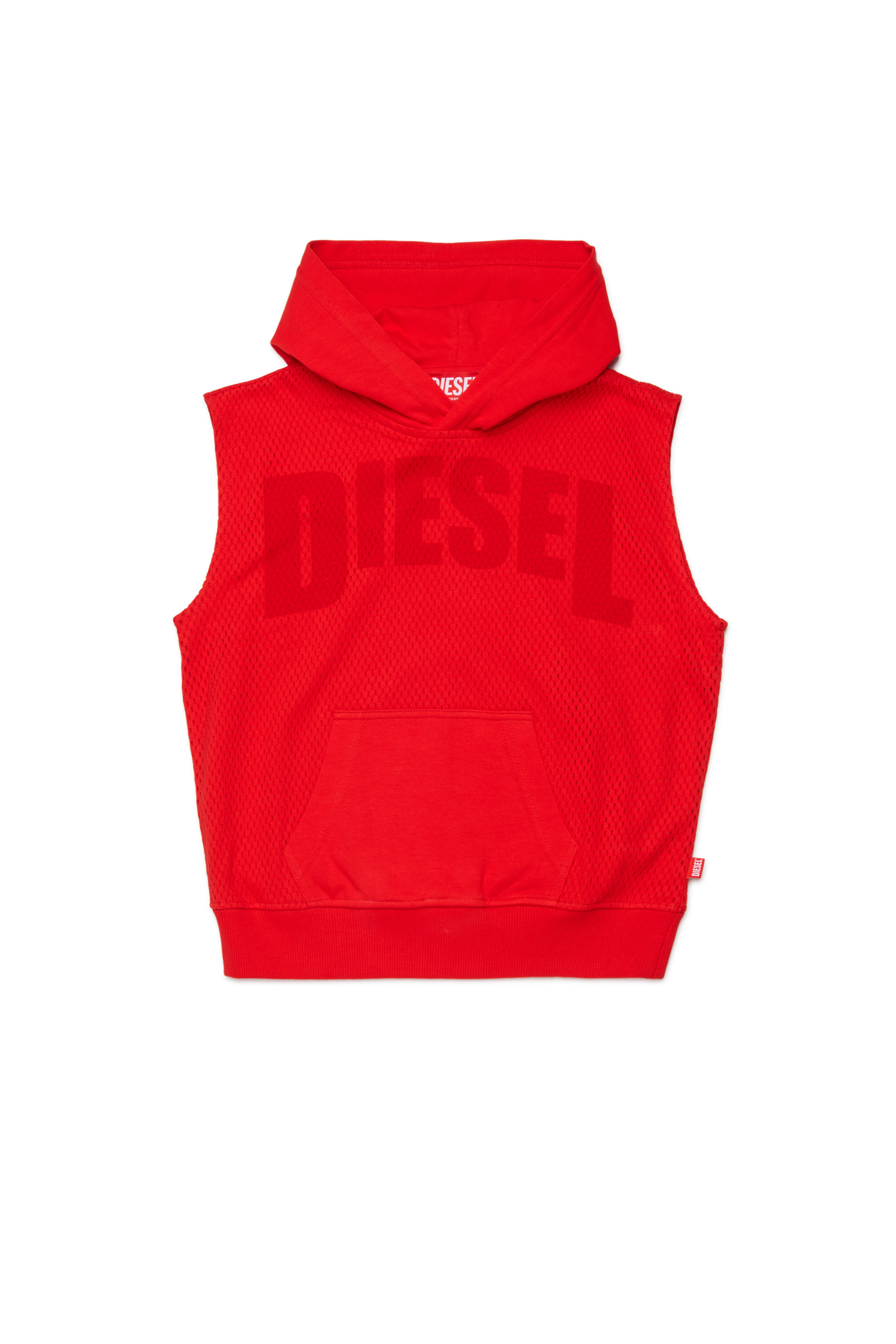 Diesel - SMESH OVER, Felpa senza maniche in rete di cotone Uomo in Rosso - 1
