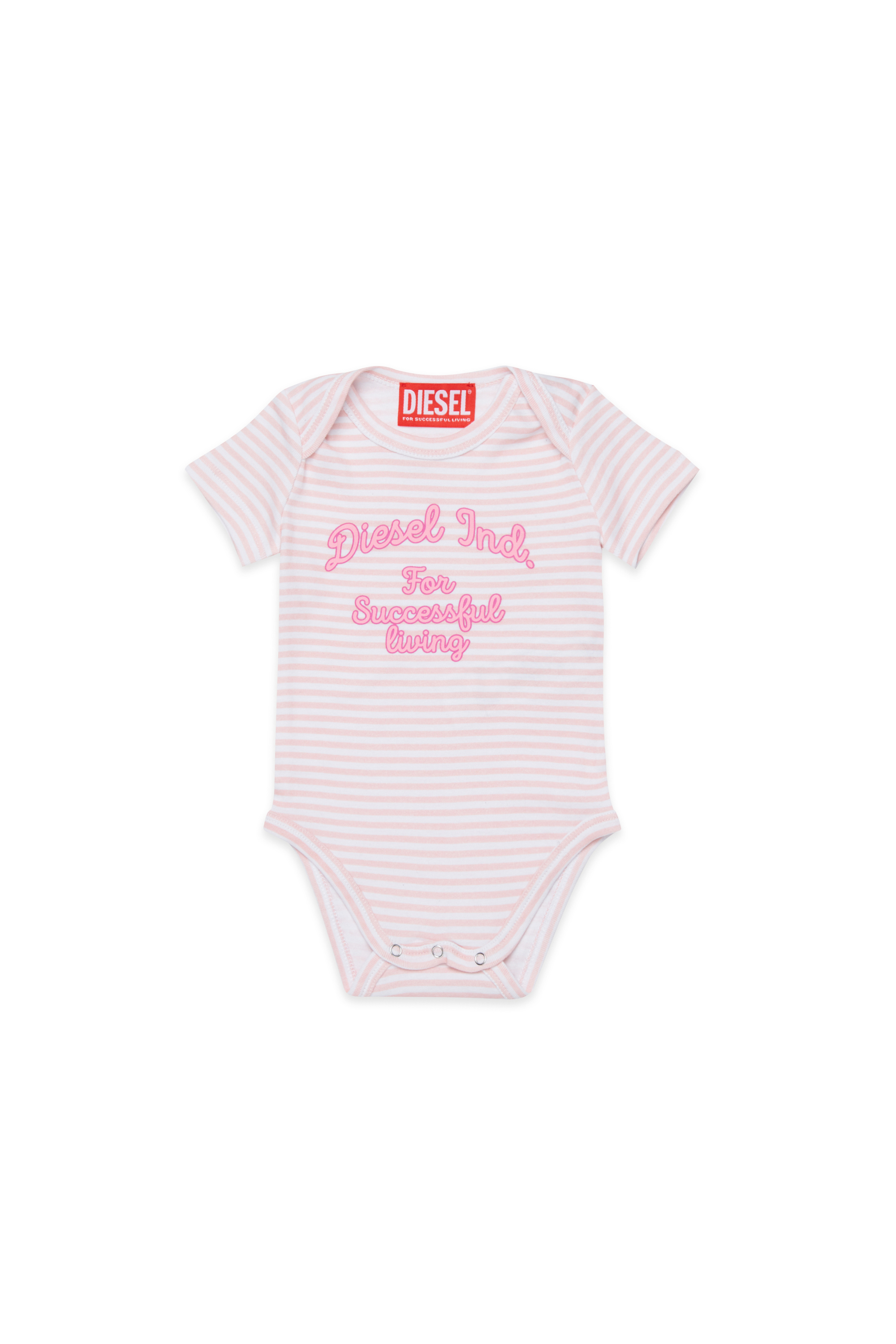 Diesel - USPEL-NB, Body in cotone a righe con stampa Unisex in Rosa - 1