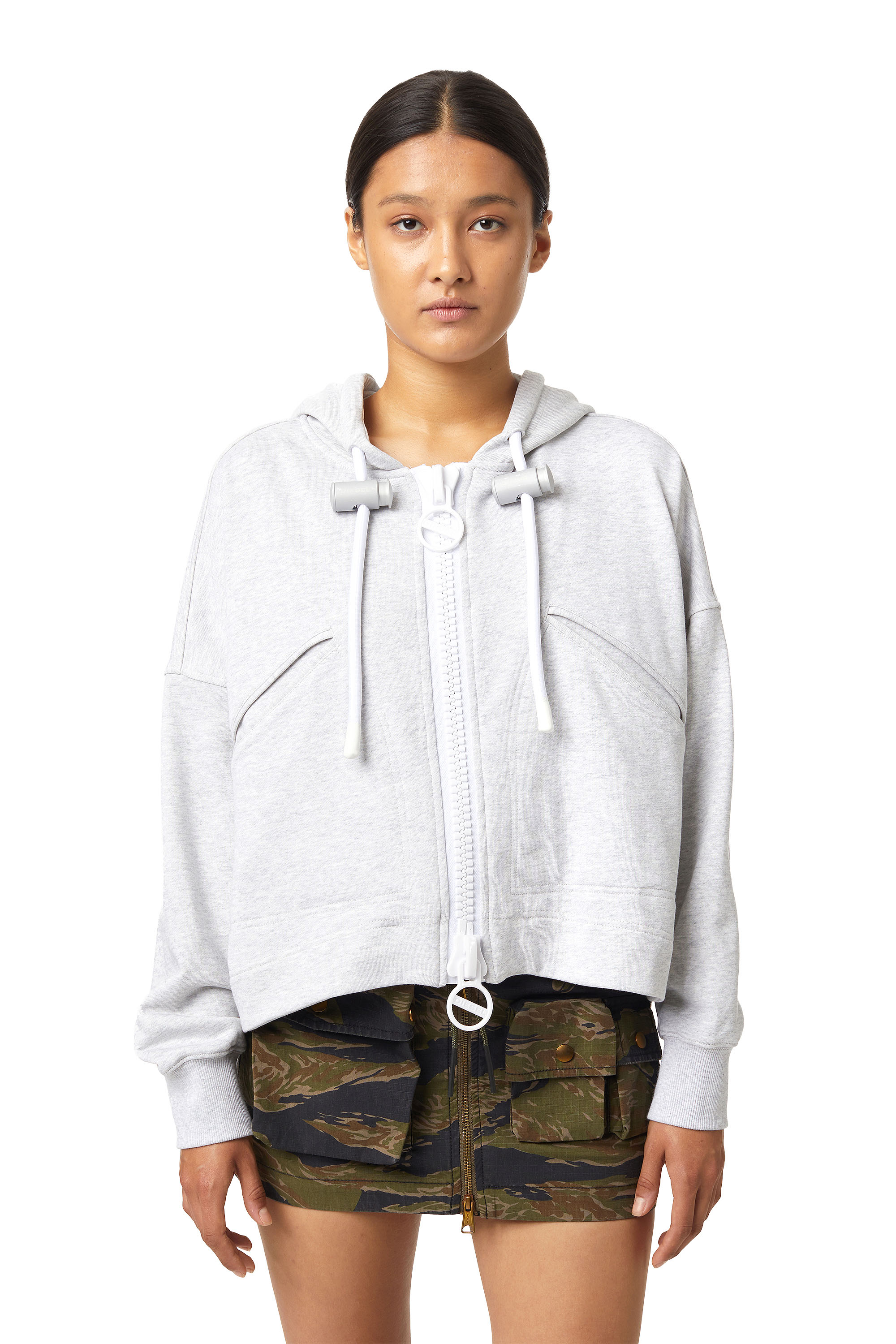 F-CROPPY-ZIP, Grigio Chiaro - Felpe