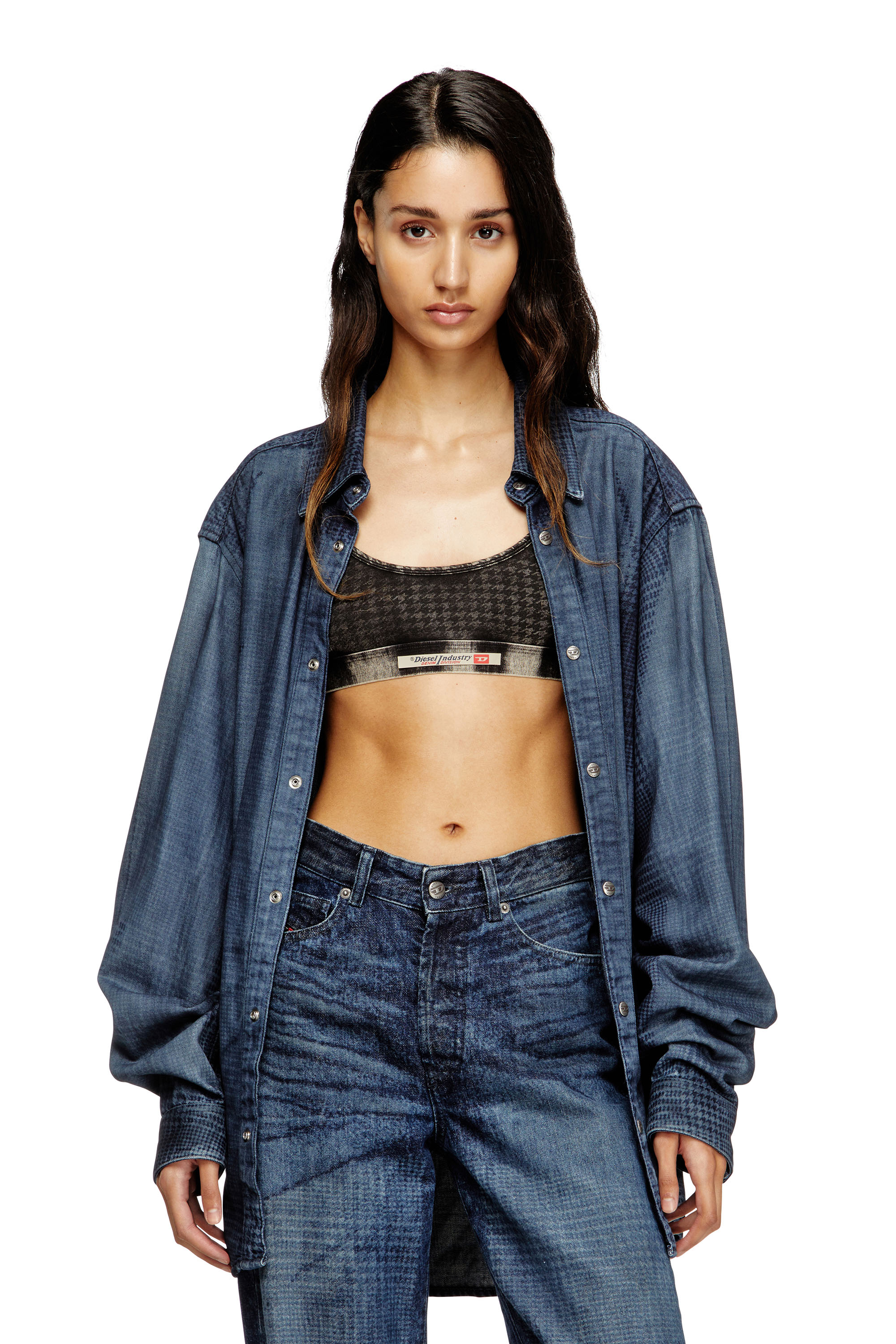 Diesel - ARIEL-DNM, Reggiseno in cotone con stampa integrale Donna in Grigio - 4