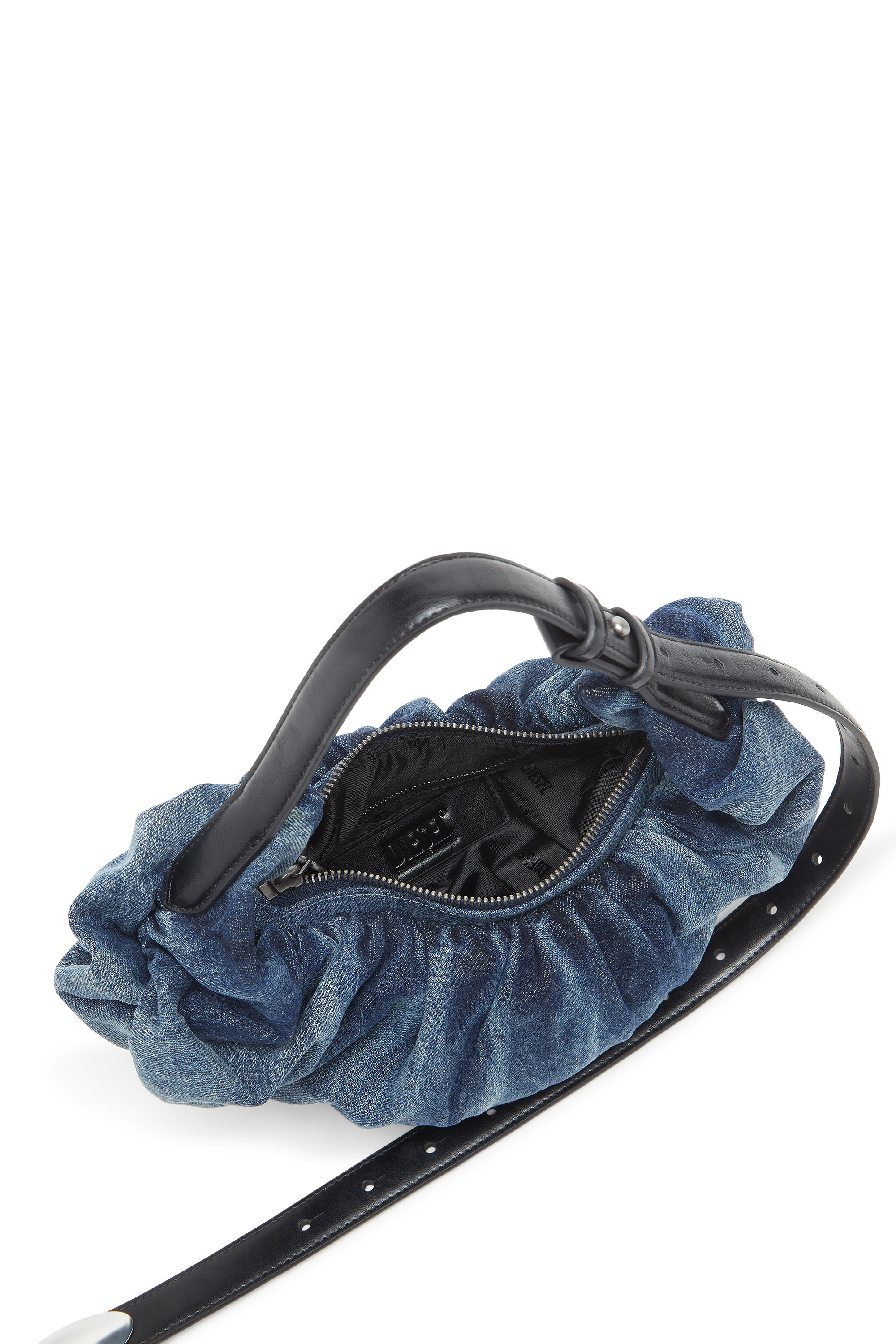 Diesel - GRAB-D HOBO S, Grab-D-Borsa hobo piccola in denim scrunched trattato Donna in Blu - 3
