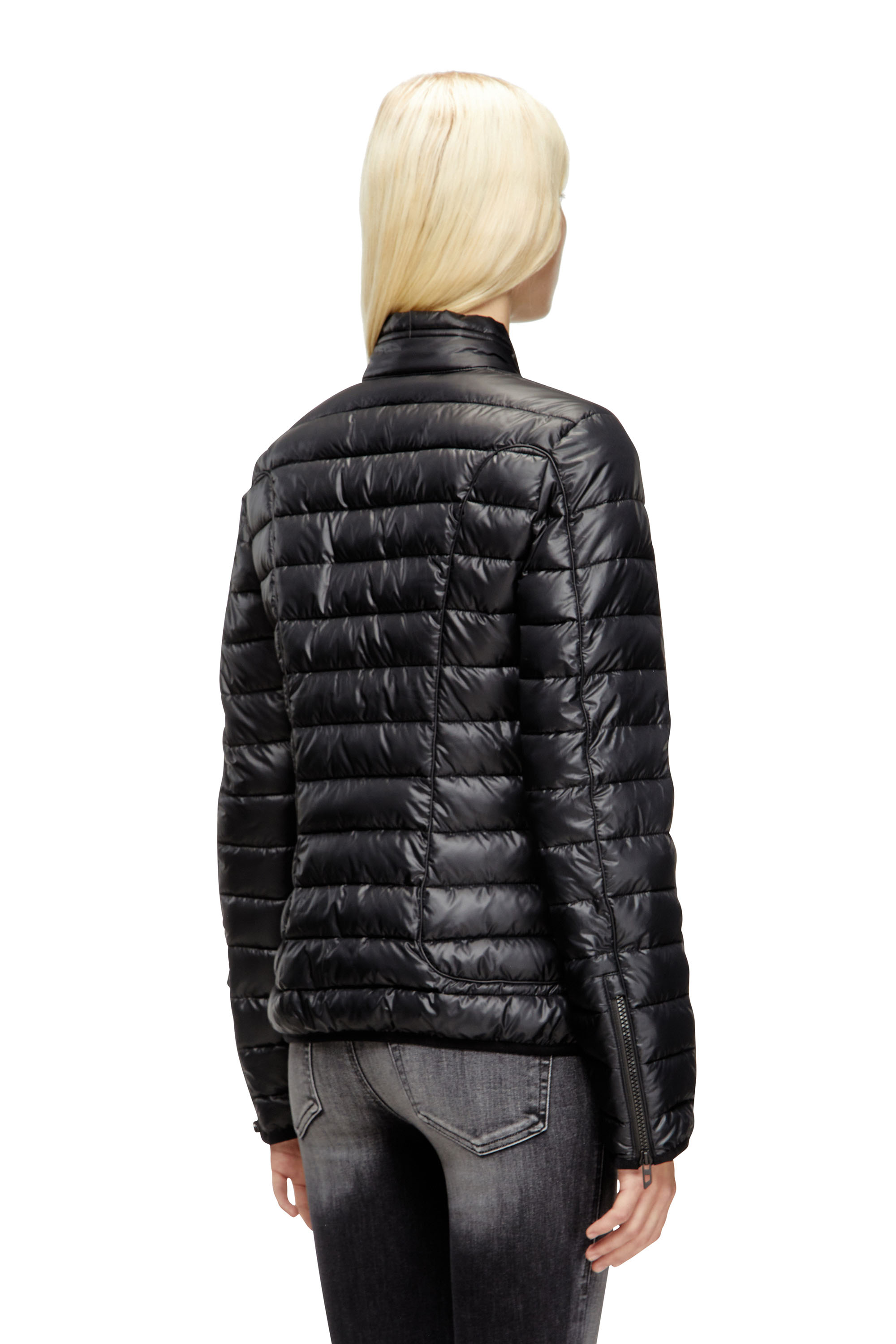 Diesel - W-PILOT-FEM, Giacca imbottita con dettagli biker Donna in Nero - 4