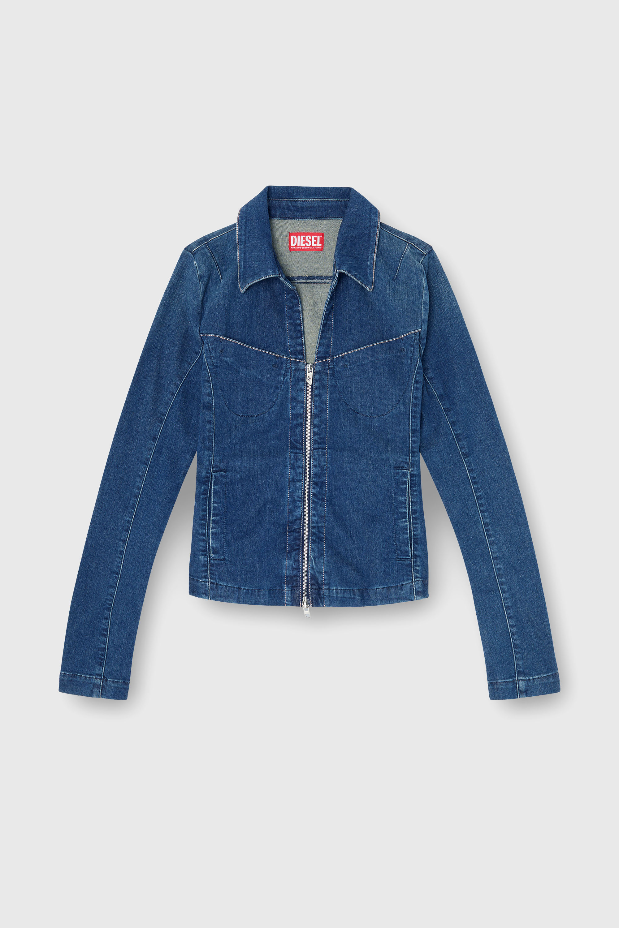 Diesel - DE-QUINOR-S1, Camicia con zip in denim Donna in Blu - 2