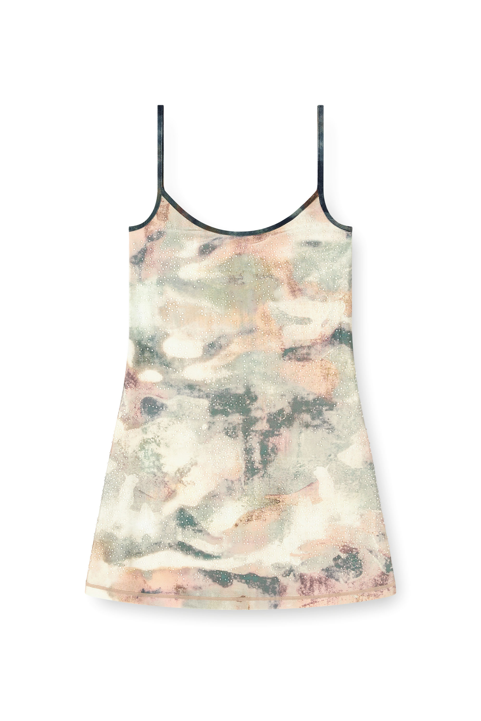 Diesel - D-LOOP, Minidress in nylon con stampa camouflage all-over e dettagli in cristallo Donna in ToBeDefined - 1