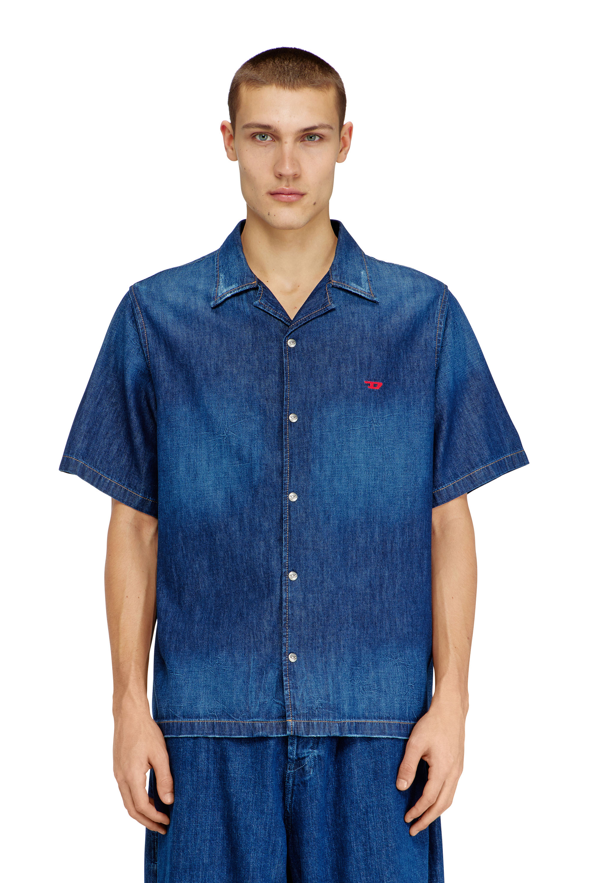 Diesel - D-NABIL-D, Camicia in denim a maniche corte Uomo in Blu - 1