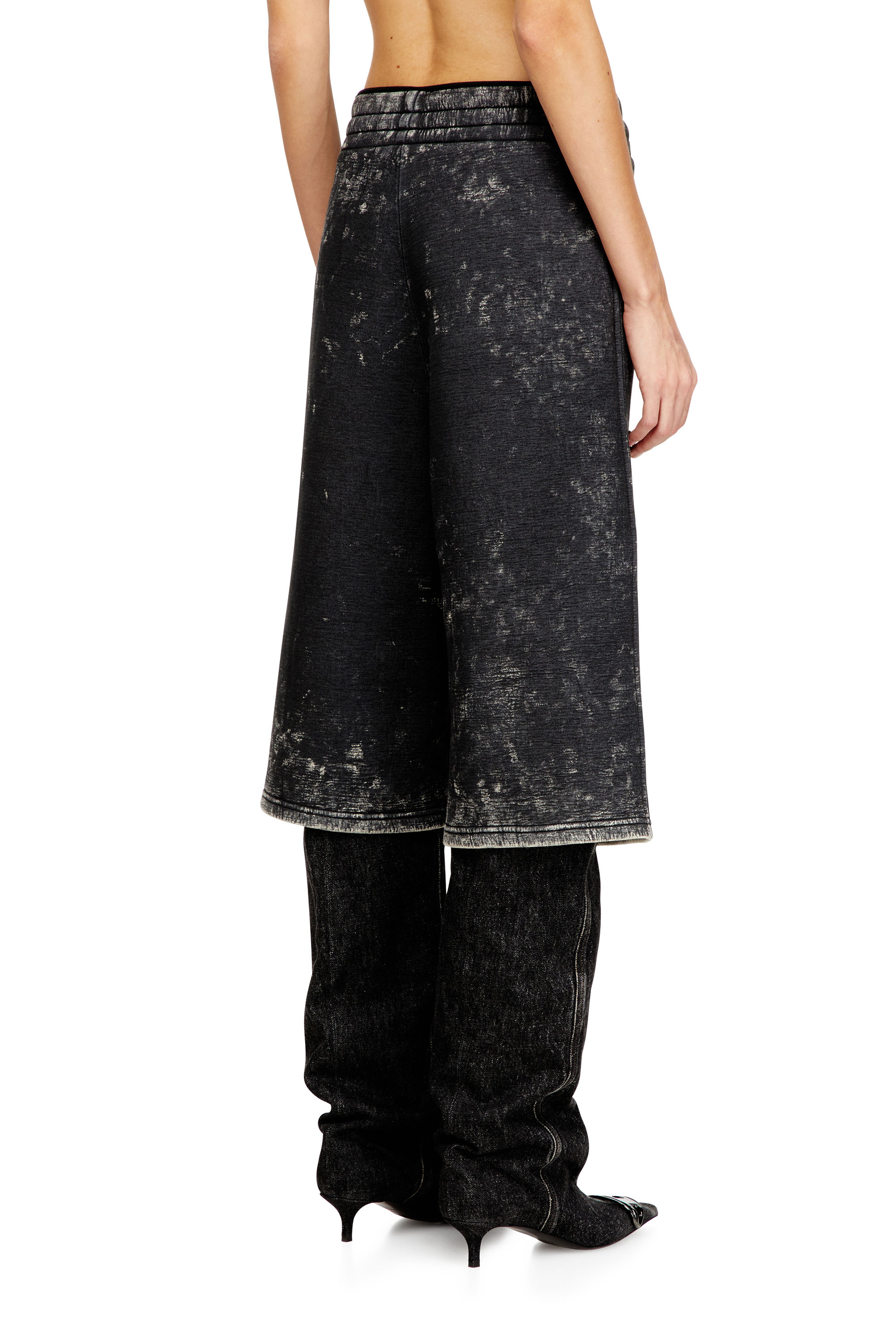 Diesel - S-TYP, Short a gamba ampia in scuba effetto marmorizzato Unisex in Nero - 3