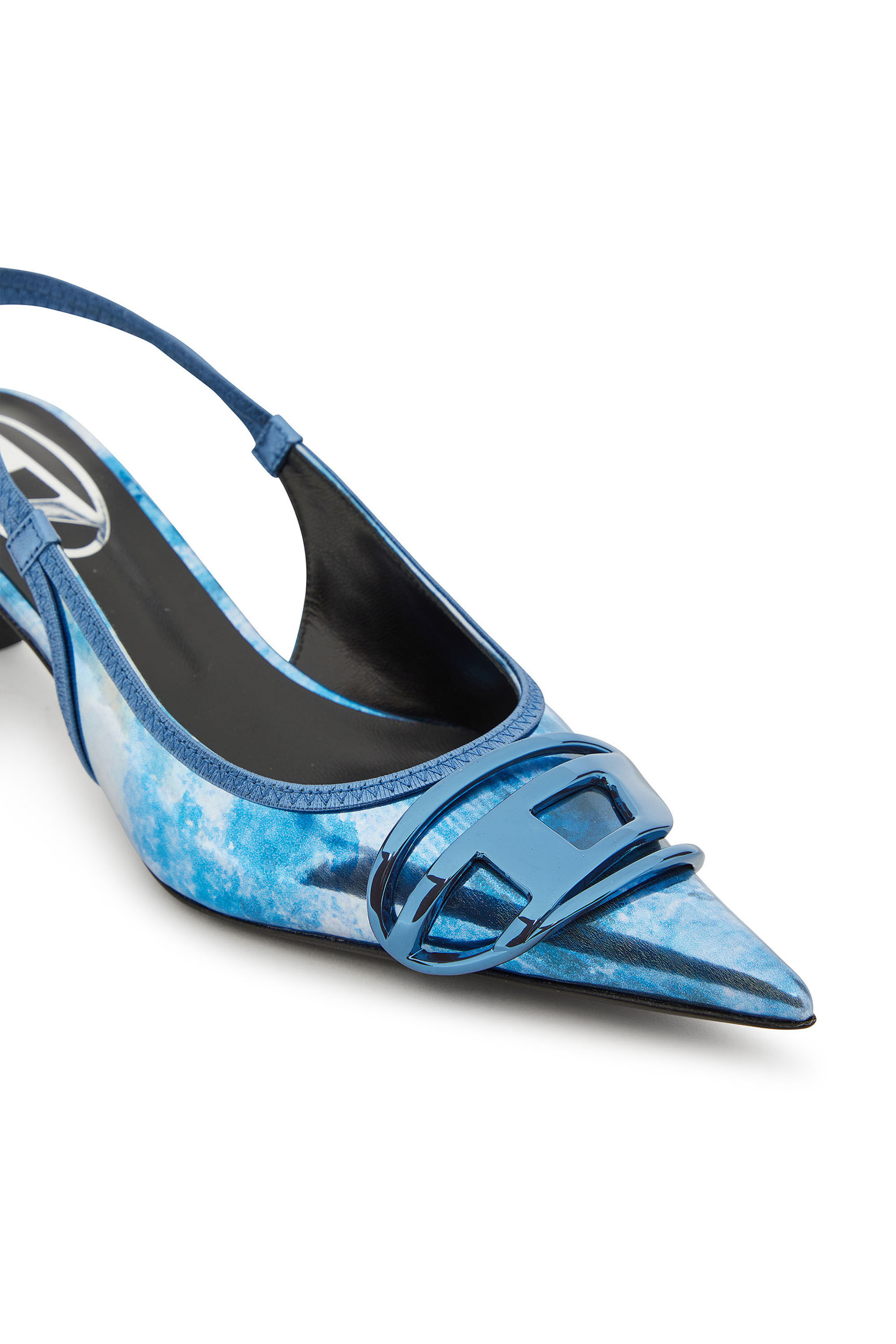 Diesel - D-VENUS SB 40, Pump slingback metallizzate bicolore Donna in Blu - 4