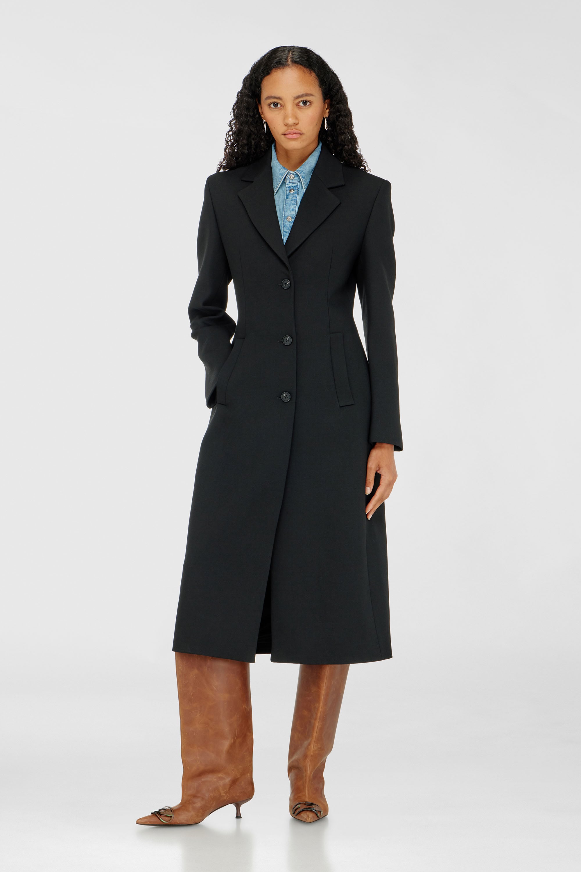 Diesel - G-ALLAN, Cappotto lungo a clessidra Donna in Nero - 1