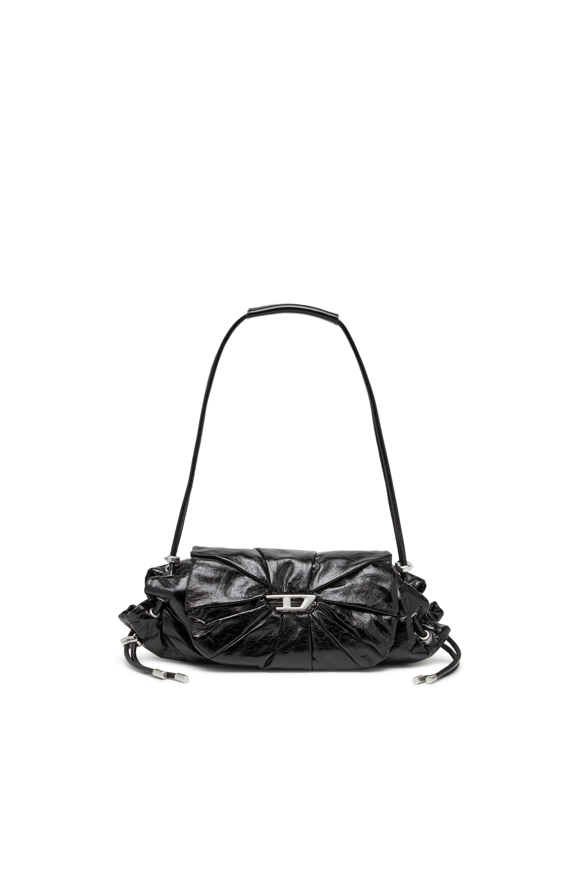 Diesel - SCRUNCH-D SHOULDER S, Woman's Scrunch-D S-Shoulder bag in scrunched leather in Black - 1