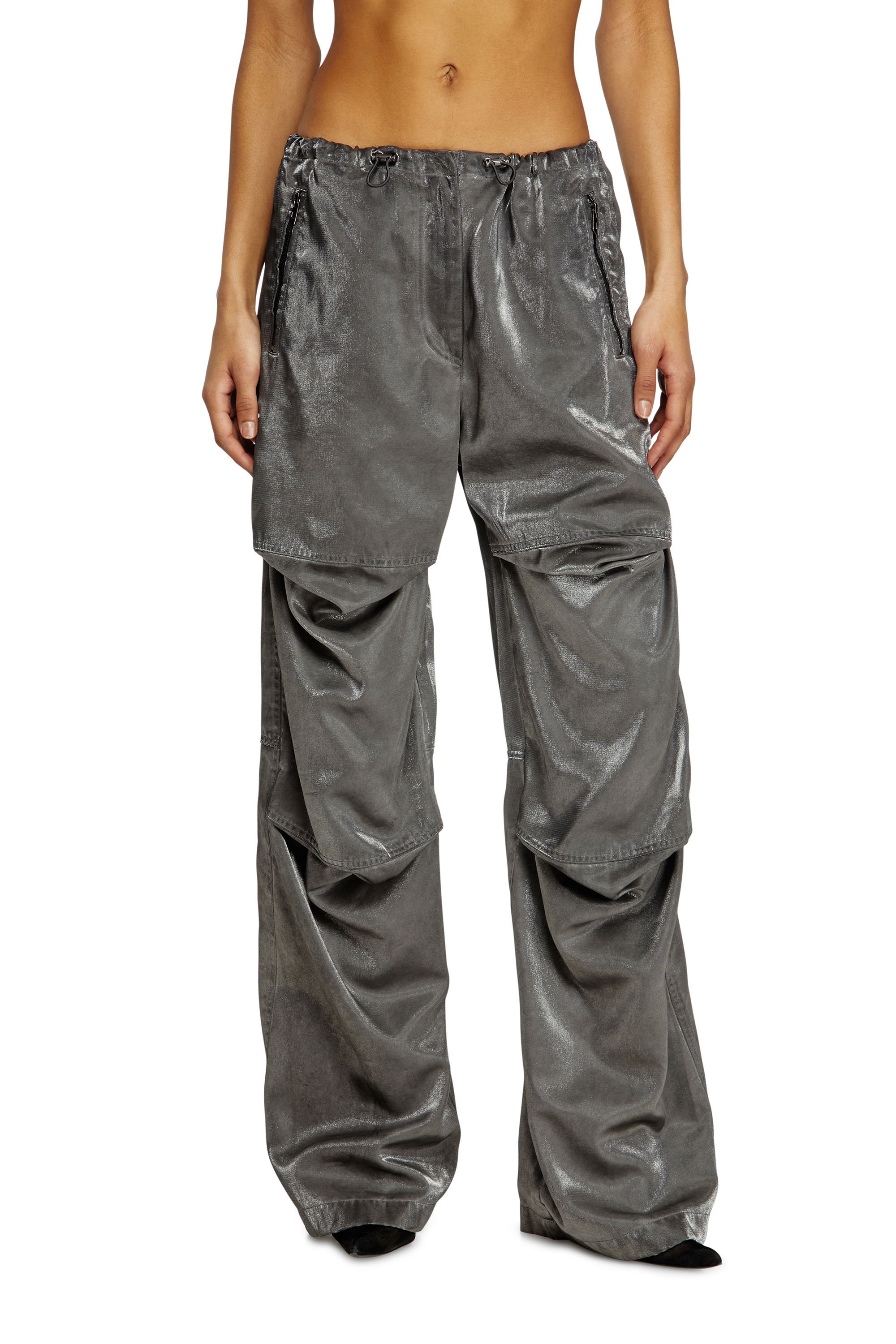 Diesel - P-RODIGE, Pantaloni cargo in raso Donna in Grigio - 2