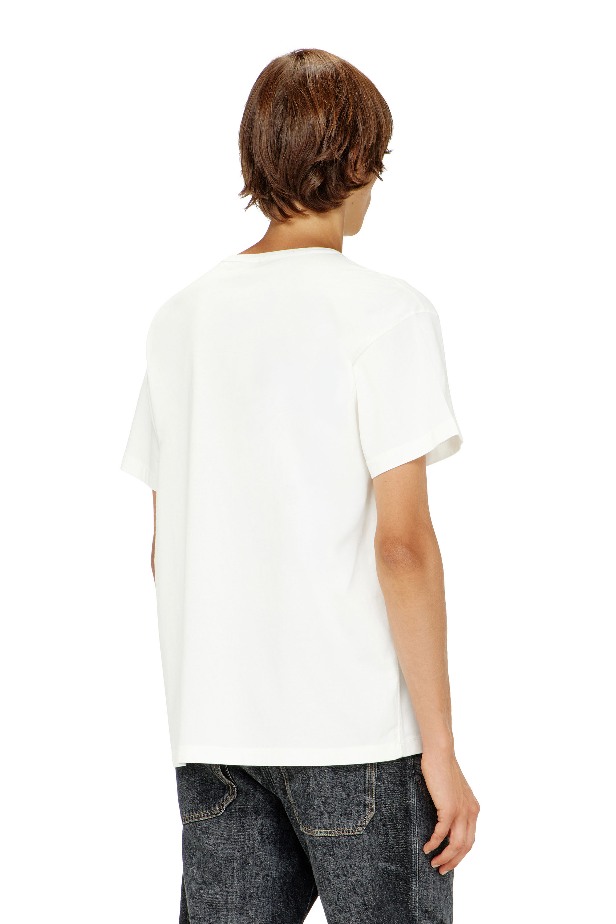 Diesel - T-NORM-IOD, T-shirt in cotone leggero con logo Oval D metallizzato Uomo in Bianco - 4
