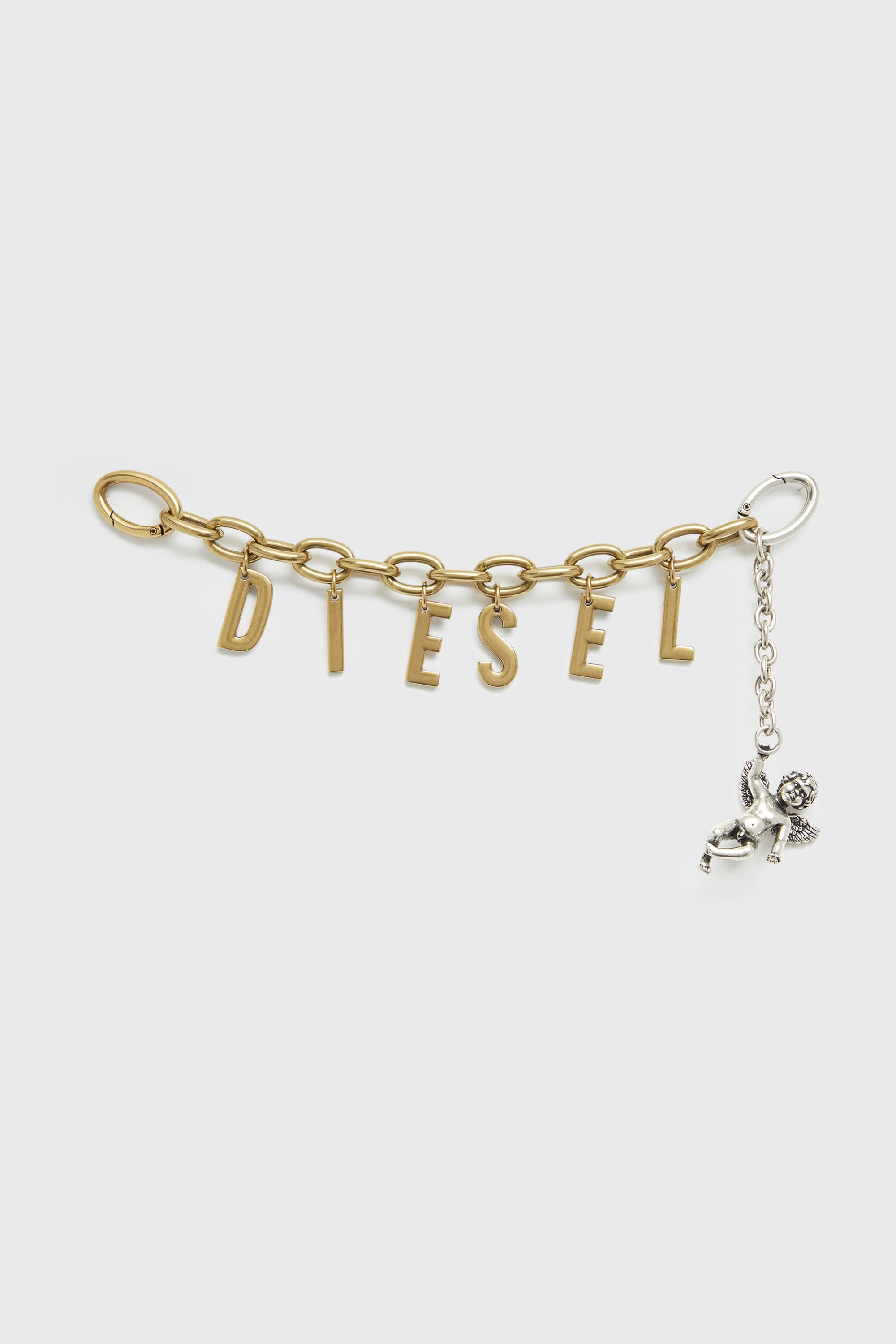 Diesel - CHAIN-D III S, Woman's Metal letter charm with cherub in Gold - 1