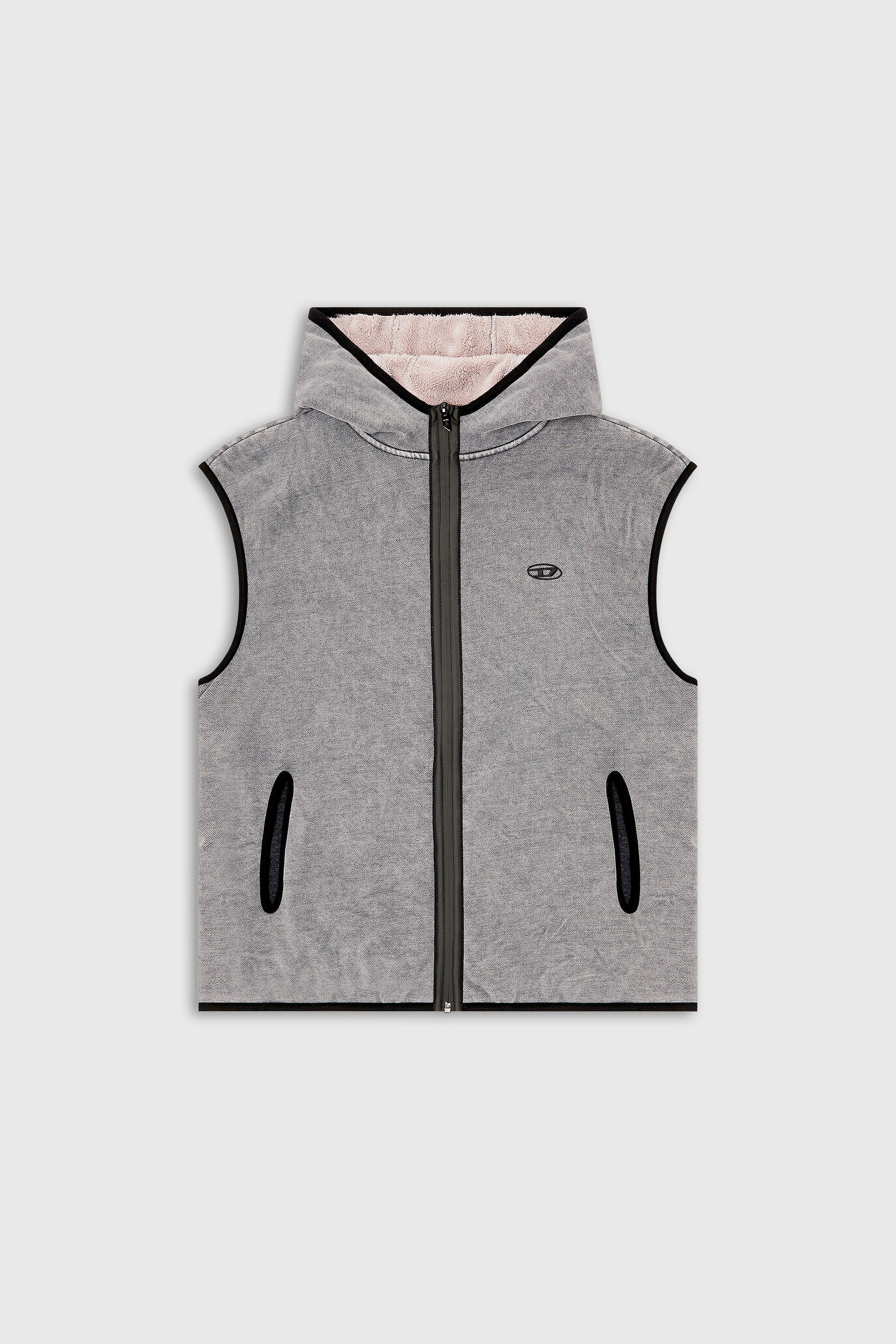 Diesel - S-HAKY-NEW, Hoodie senza maniche con zip Uomo in Grigio - 2