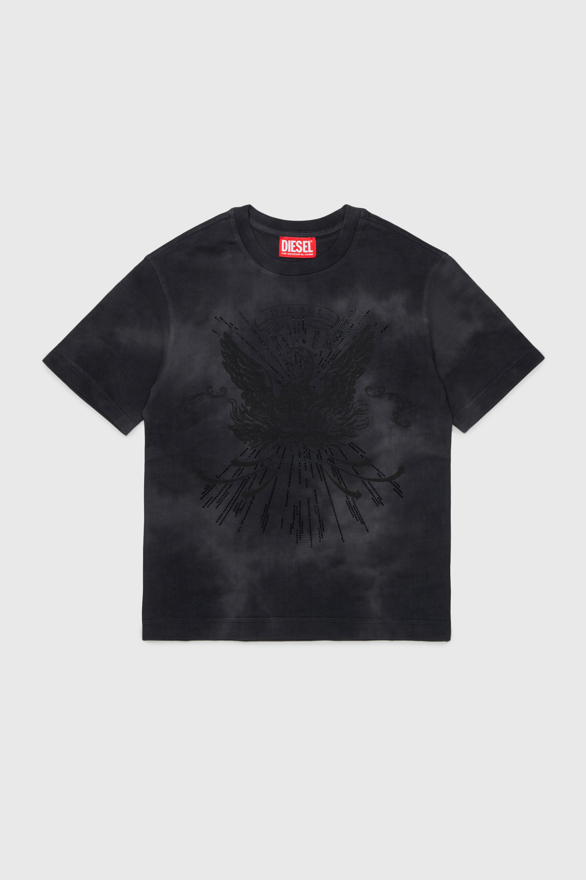 Diesel - TFIN OVER, T-shirt con motivo fenice decorato Uomo in Nero - 1