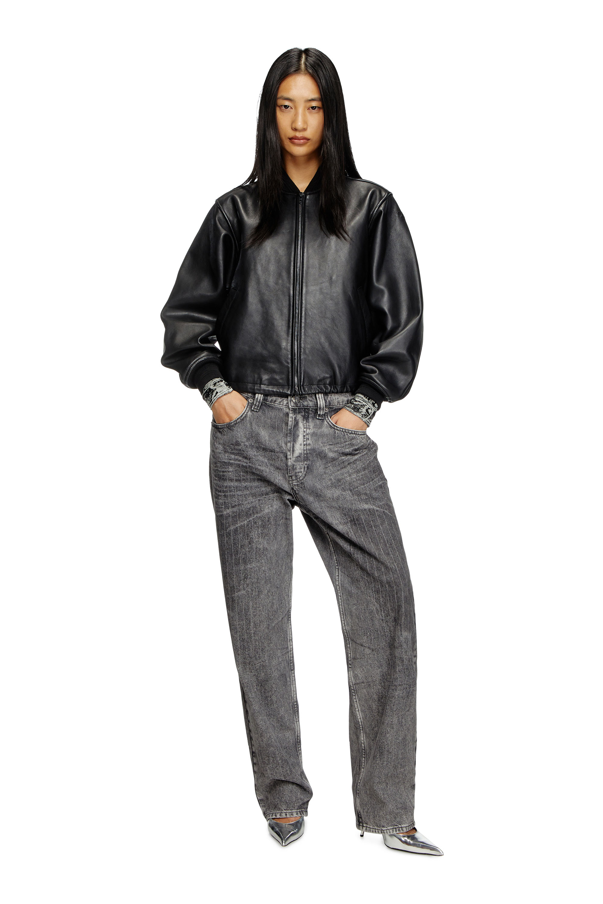 Diesel - L-ILYAN, Bomber in pelle Donna in Nero - 1