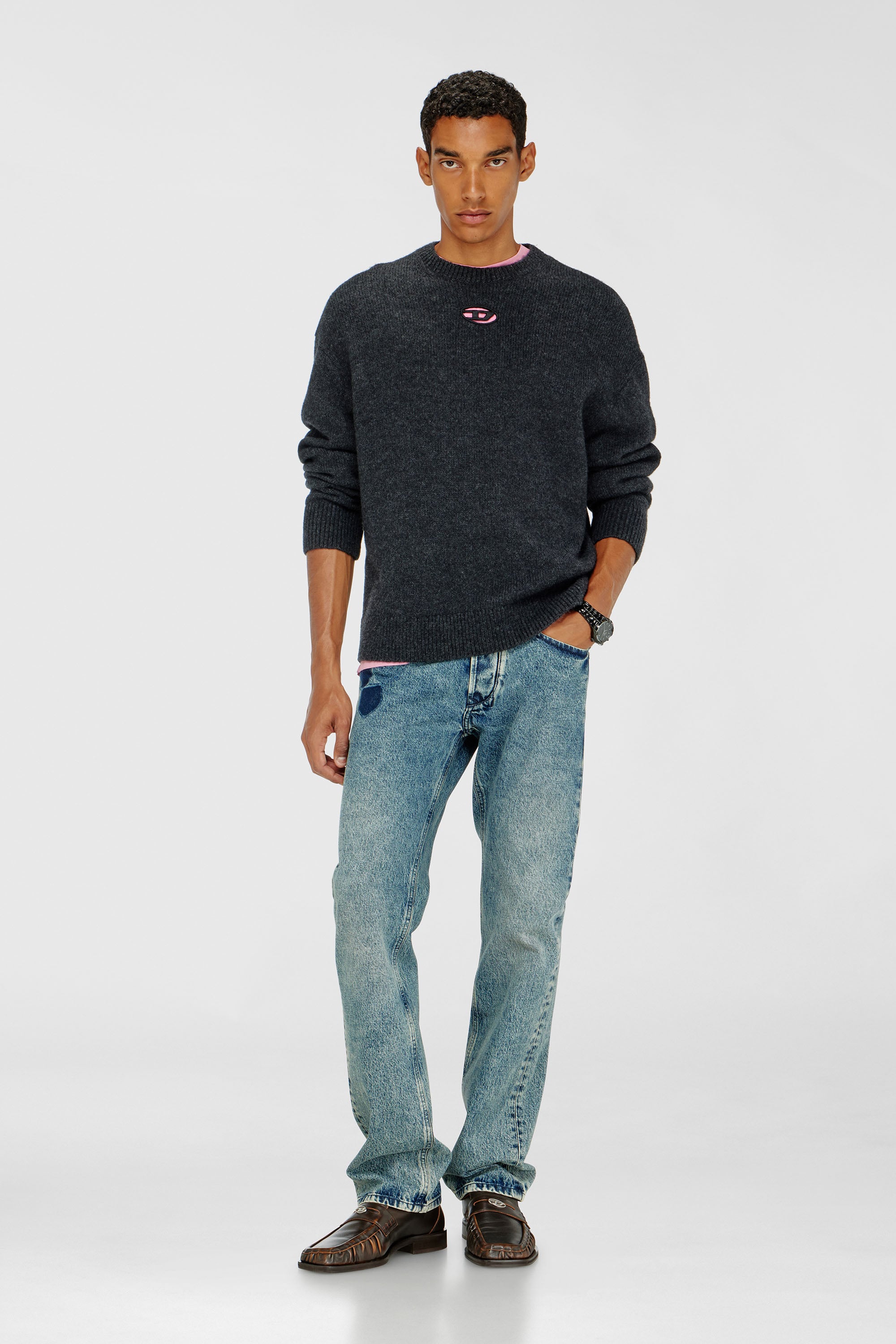 Diesel - K-AREESO, Maglia in misto lana e alpaca Uomo in Nero - 2