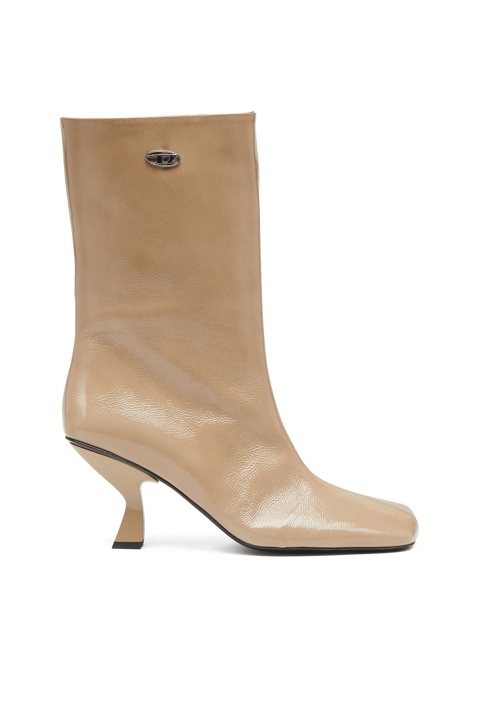 Diesel - D-AMBER TUBE 75, D-Amber-Stivaletti a punta squadrata effetto naplak Donna in Beige - 1