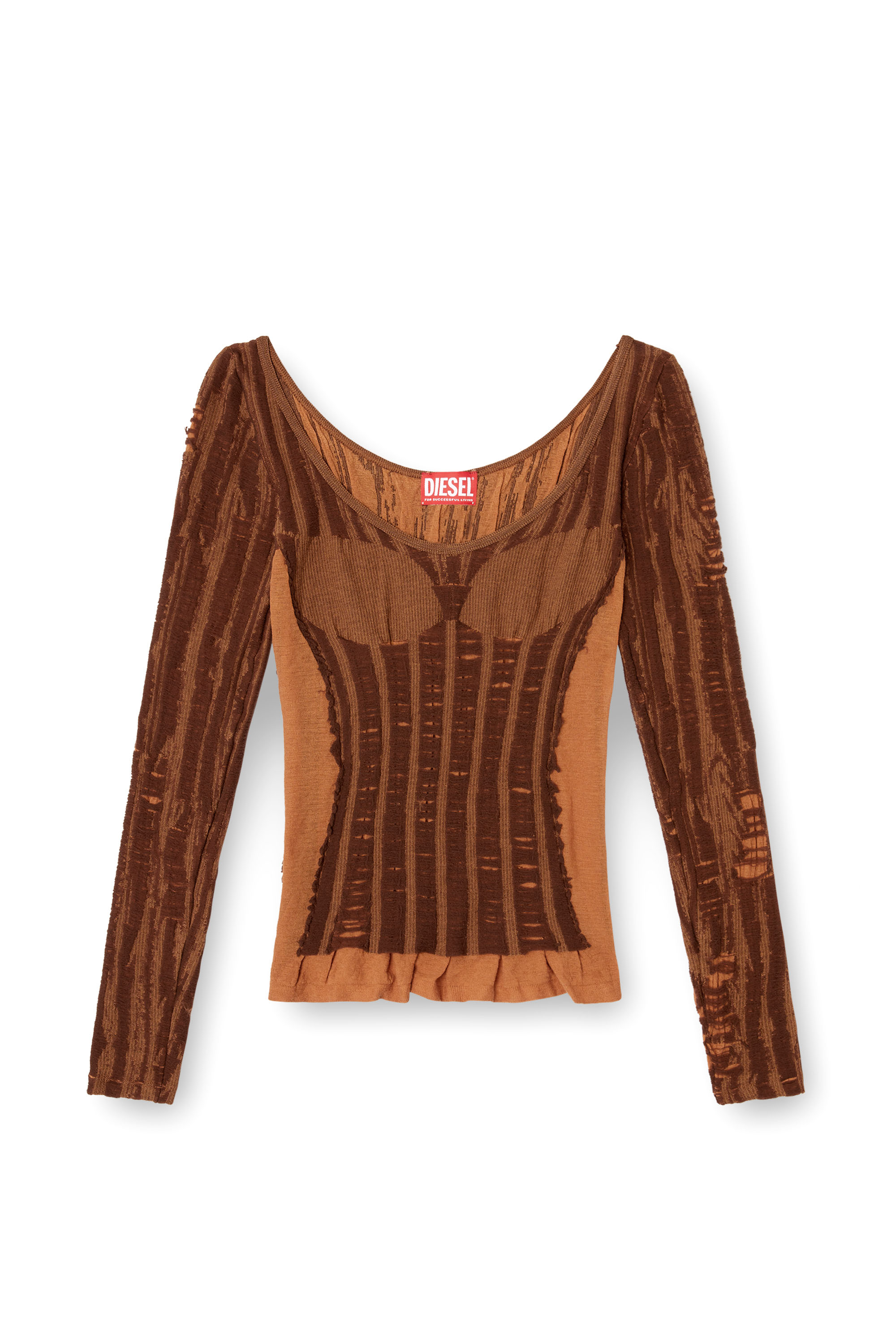 Diesel - M-CALAI, Top senza cuciture con effetto lingerie Donna in Marrone - 3