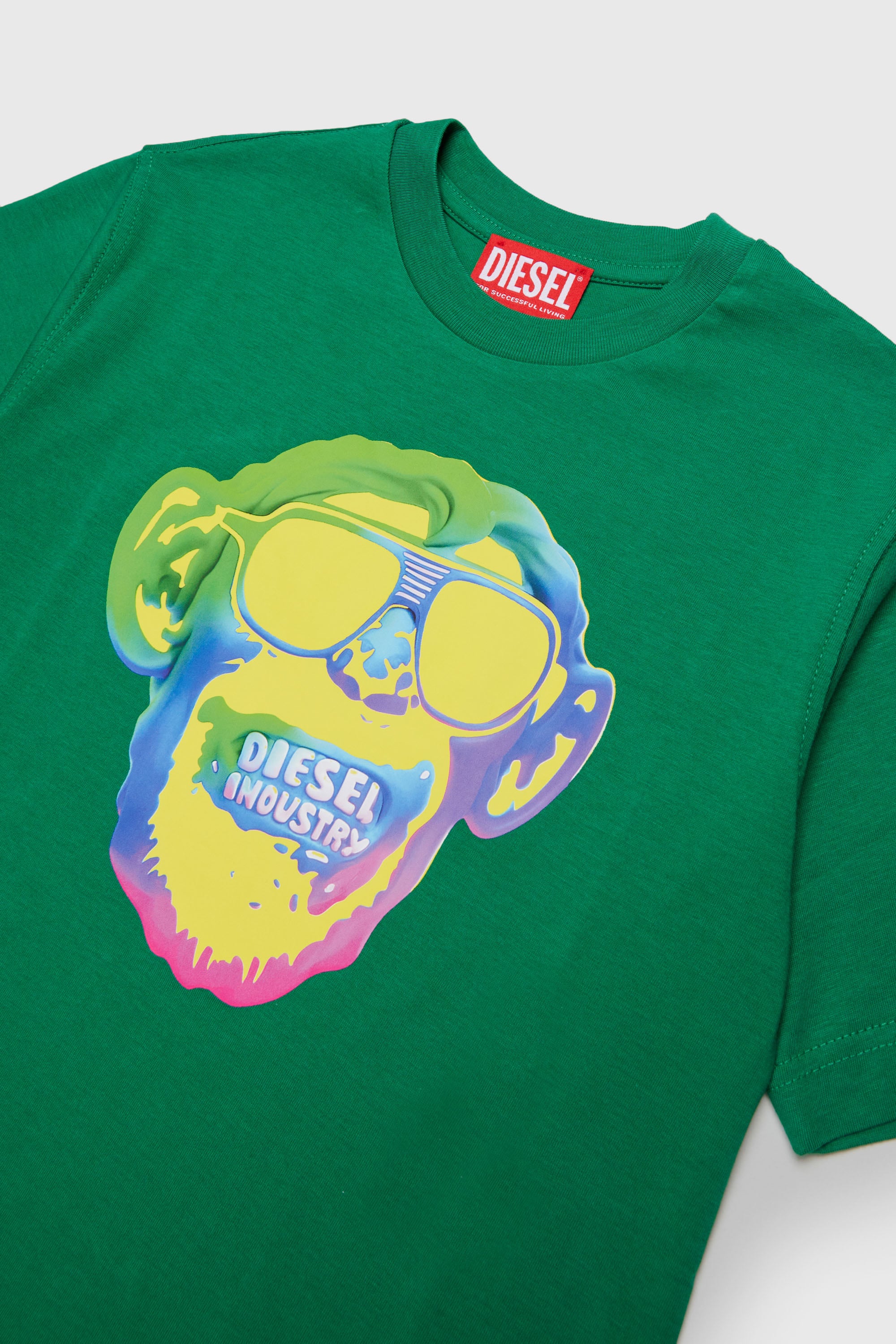 Diesel - TMONKEY OVER, T-shirt con stampa scimmia Uomo in Verde - 3