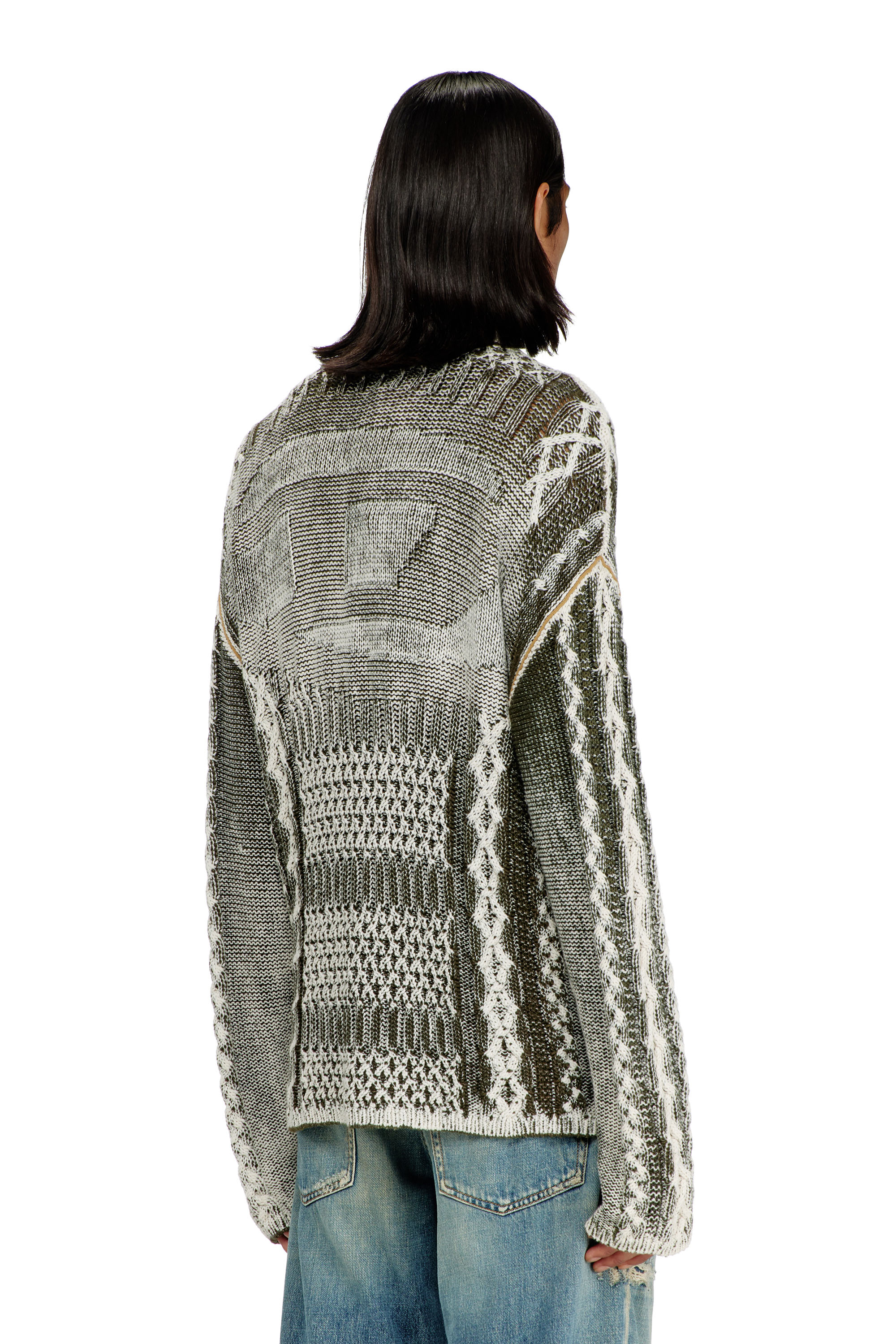 Diesel - K-MIOTO, Cardigan lavorato a maglia con trattamento Uomo in Multicolor - 4