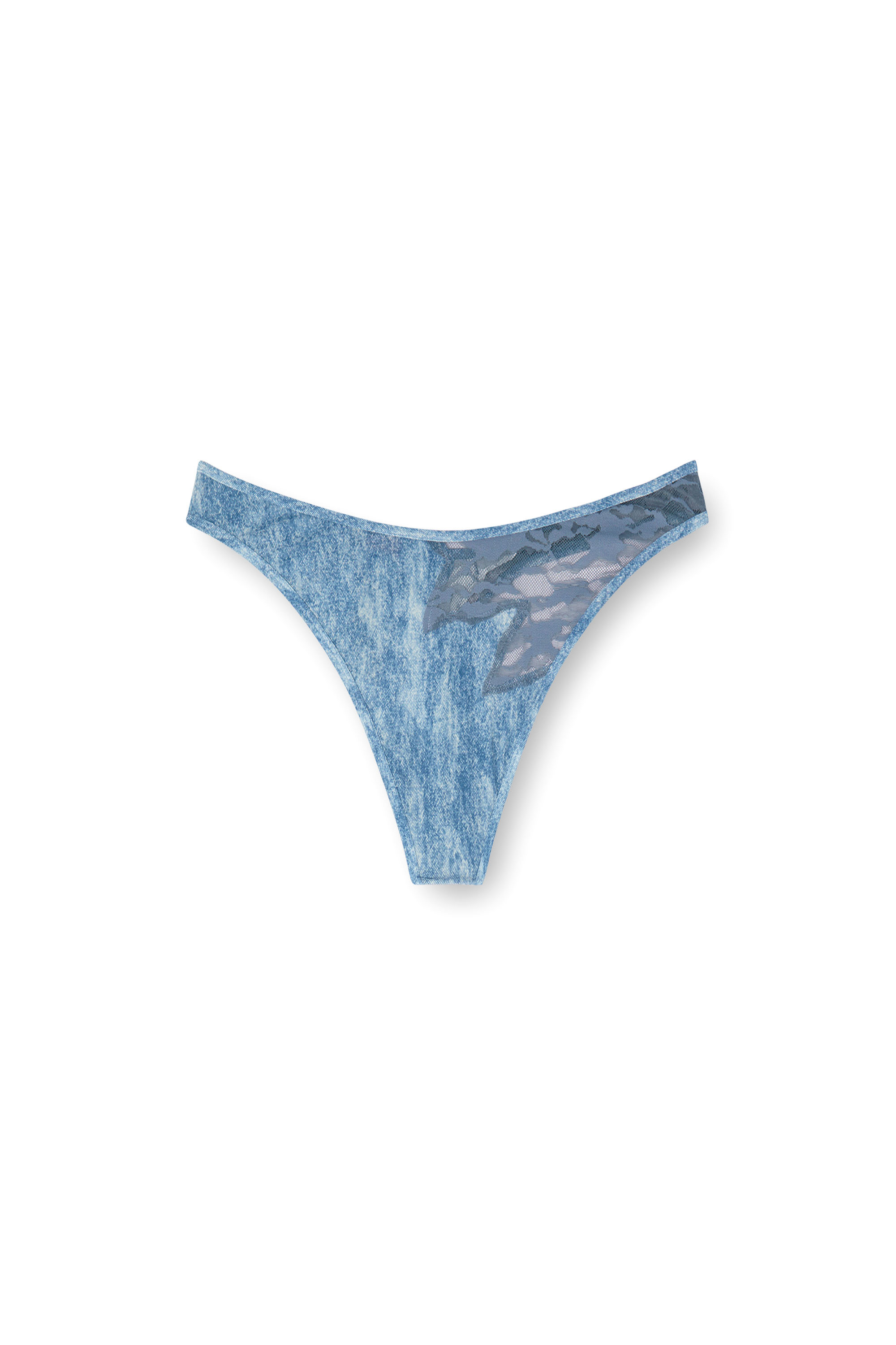 Diesel - C-LACE-THONG, Perizoma in microfibra e pizzo camouflage Donna in Blu - 4