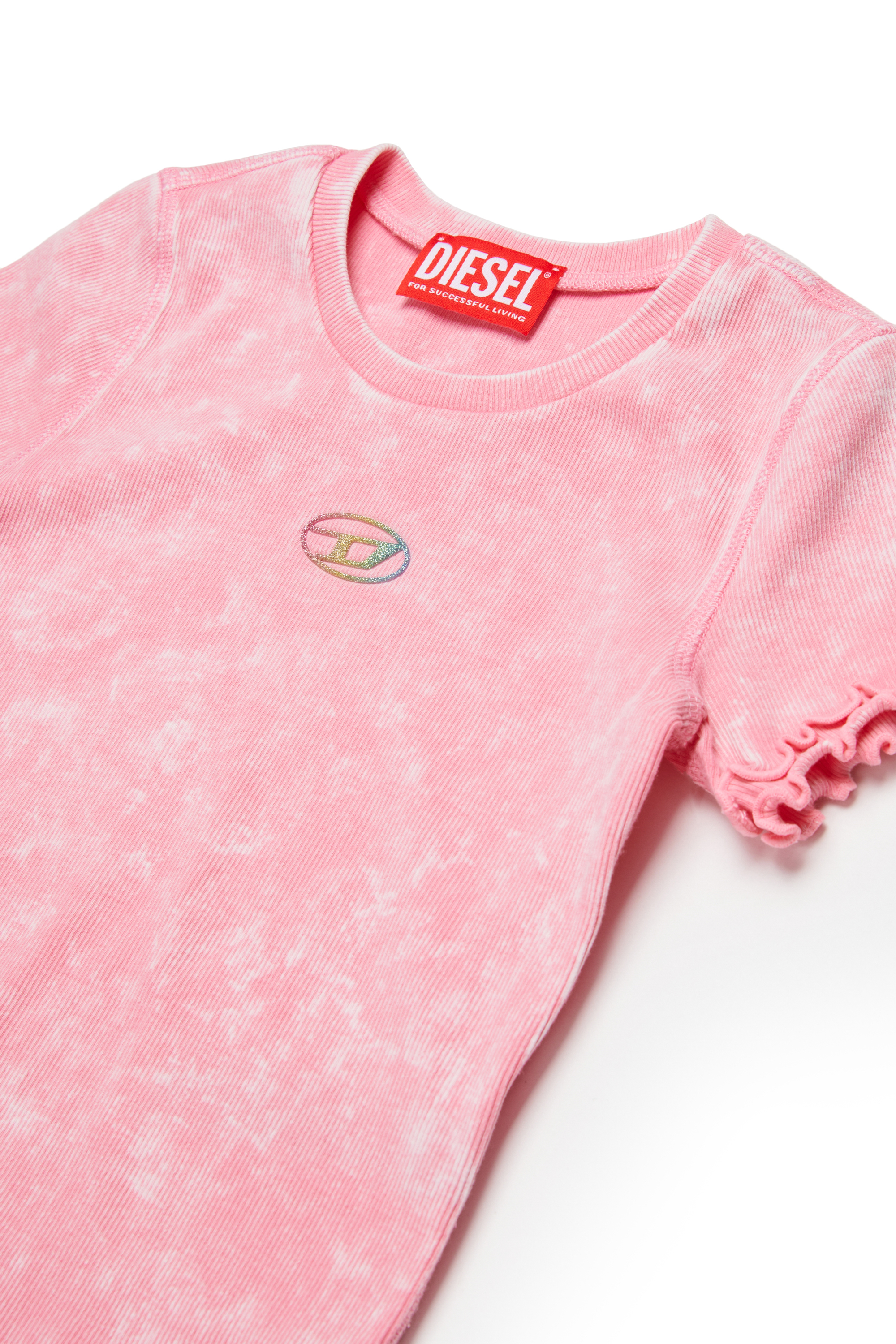 Diesel - TAILIA, T-shirt a costine con volant Donna in Rosa - 3