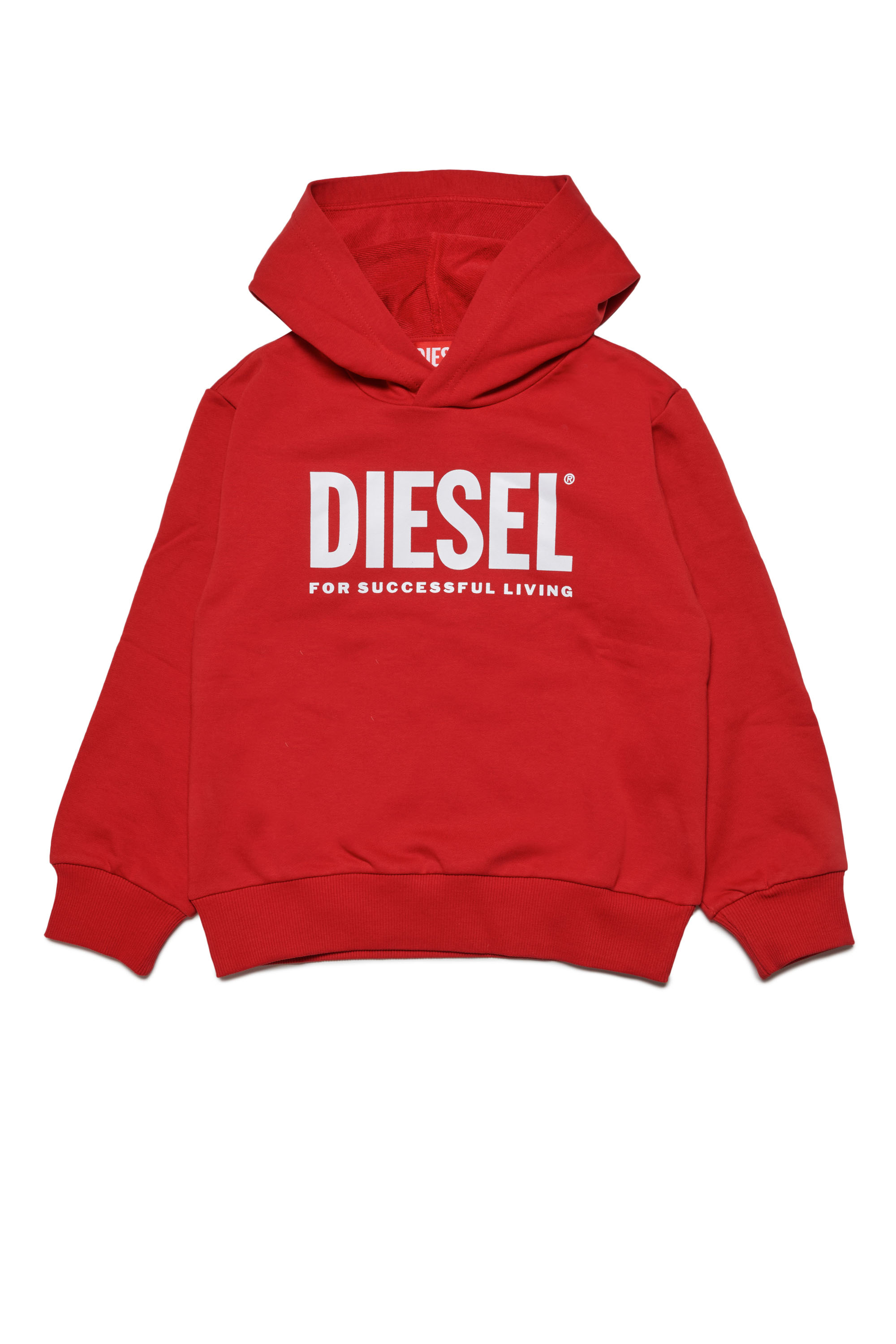 Diesel - LSFORT DI OVER HOOD, Unisex Hoodie with logo print in Red - Image 1