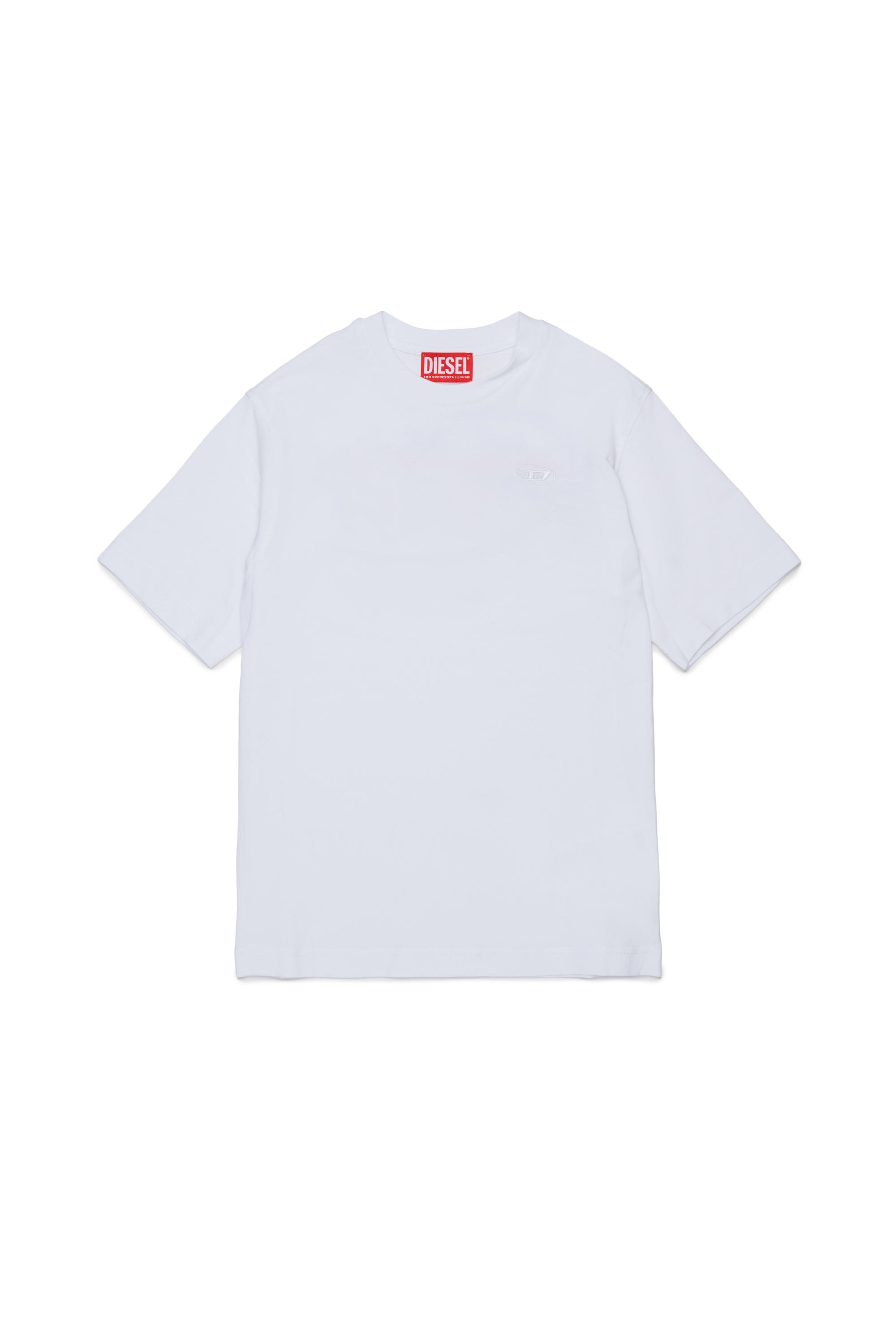 Diesel - TSCRAP OVER, T-shirt con ricamo Oval D e stampa flock Uomo in Bianco - 1