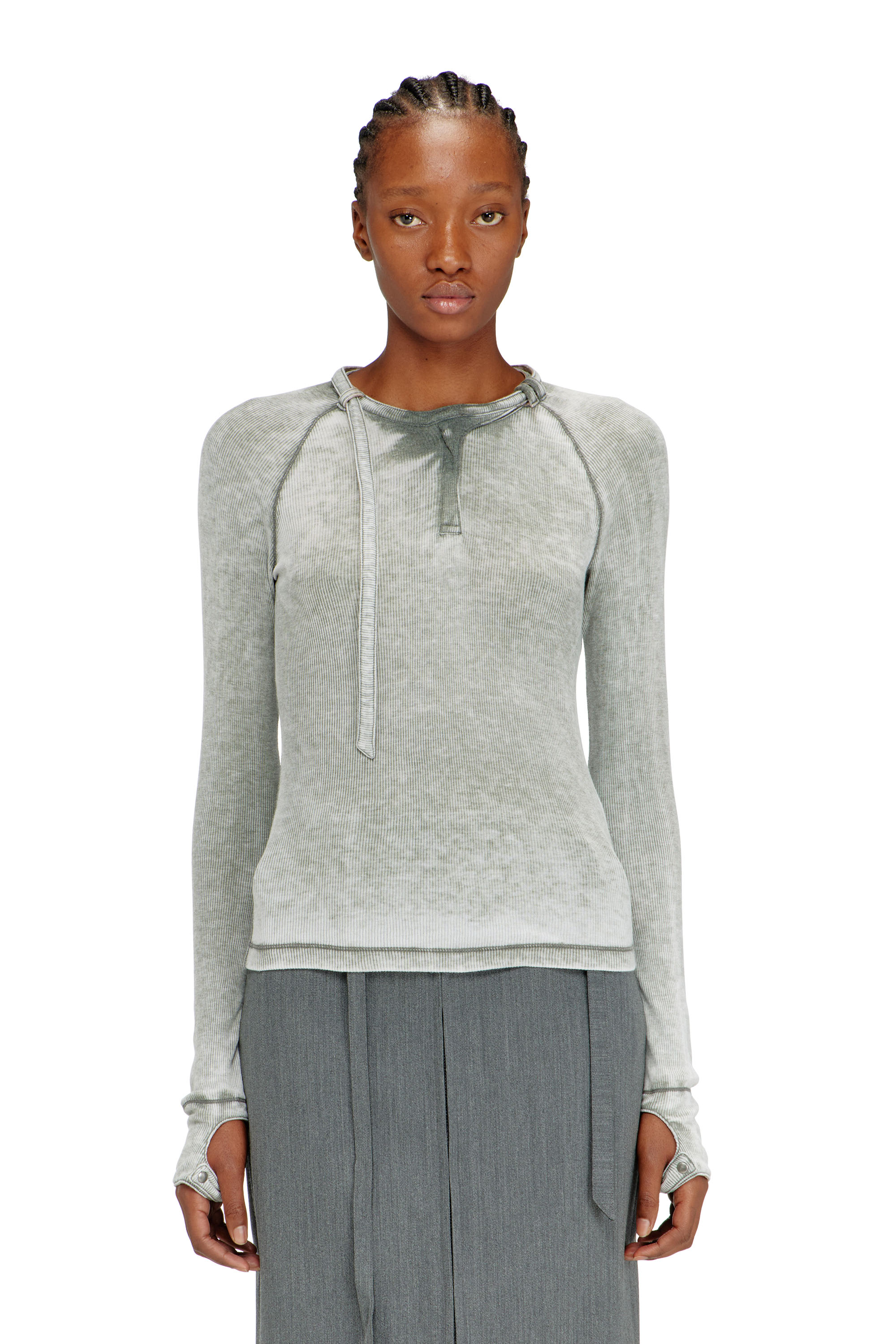 Diesel - T-ECLA, Top in jersey a coste con cinturino biker Donna in ToBeDefined - 1