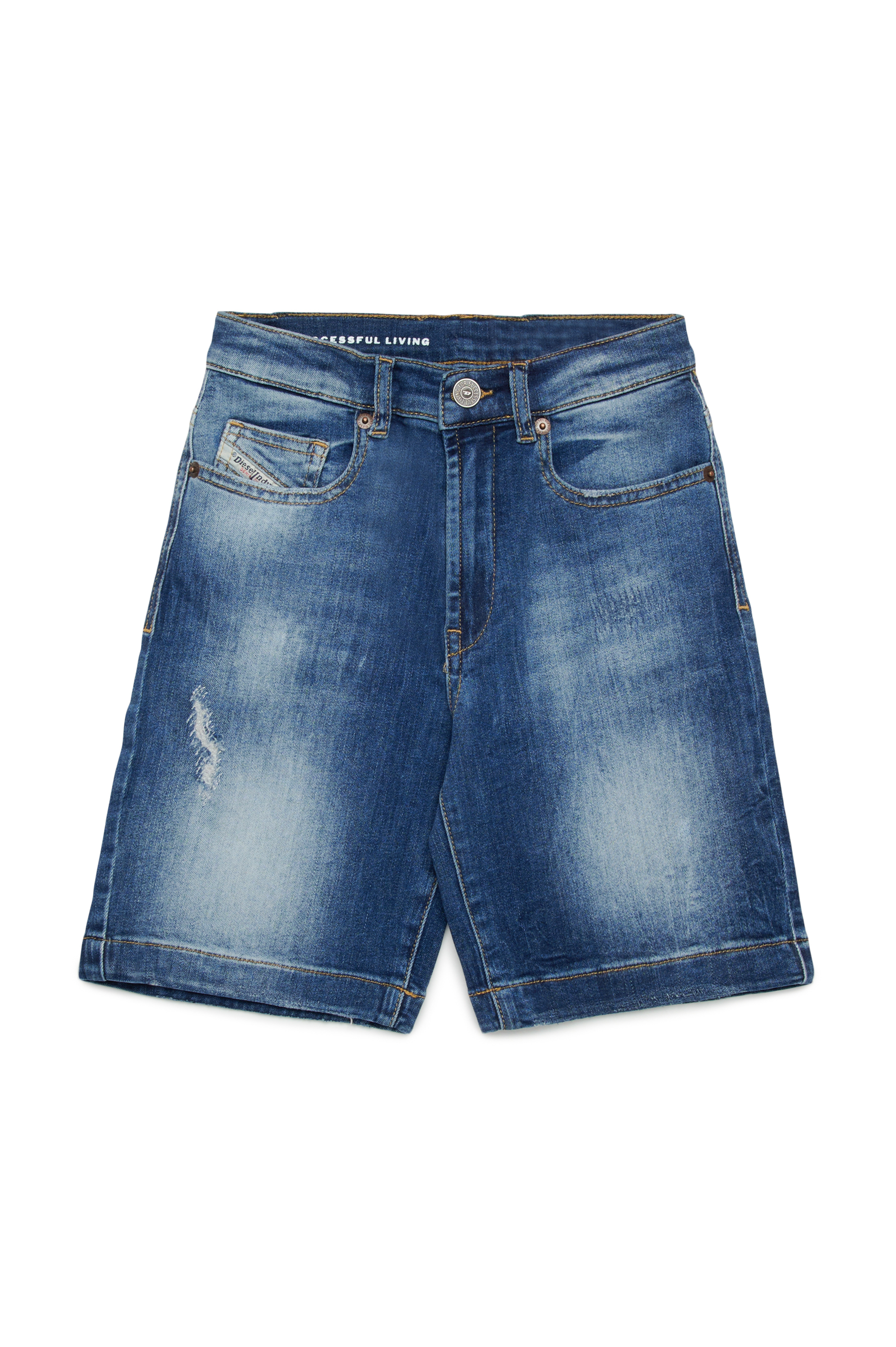 Diesel - D-MACS-SH-J, Bermuda in denim rip&repair Uomo in Blu - 1