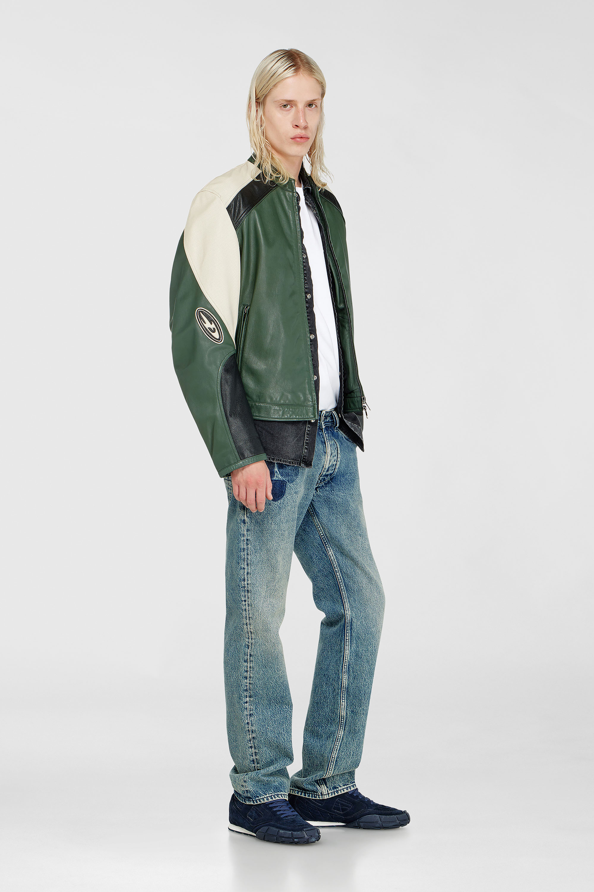 Diesel - L-AHTI, Giacca biker in pelle colour-block Uomo in Multicolor - 2