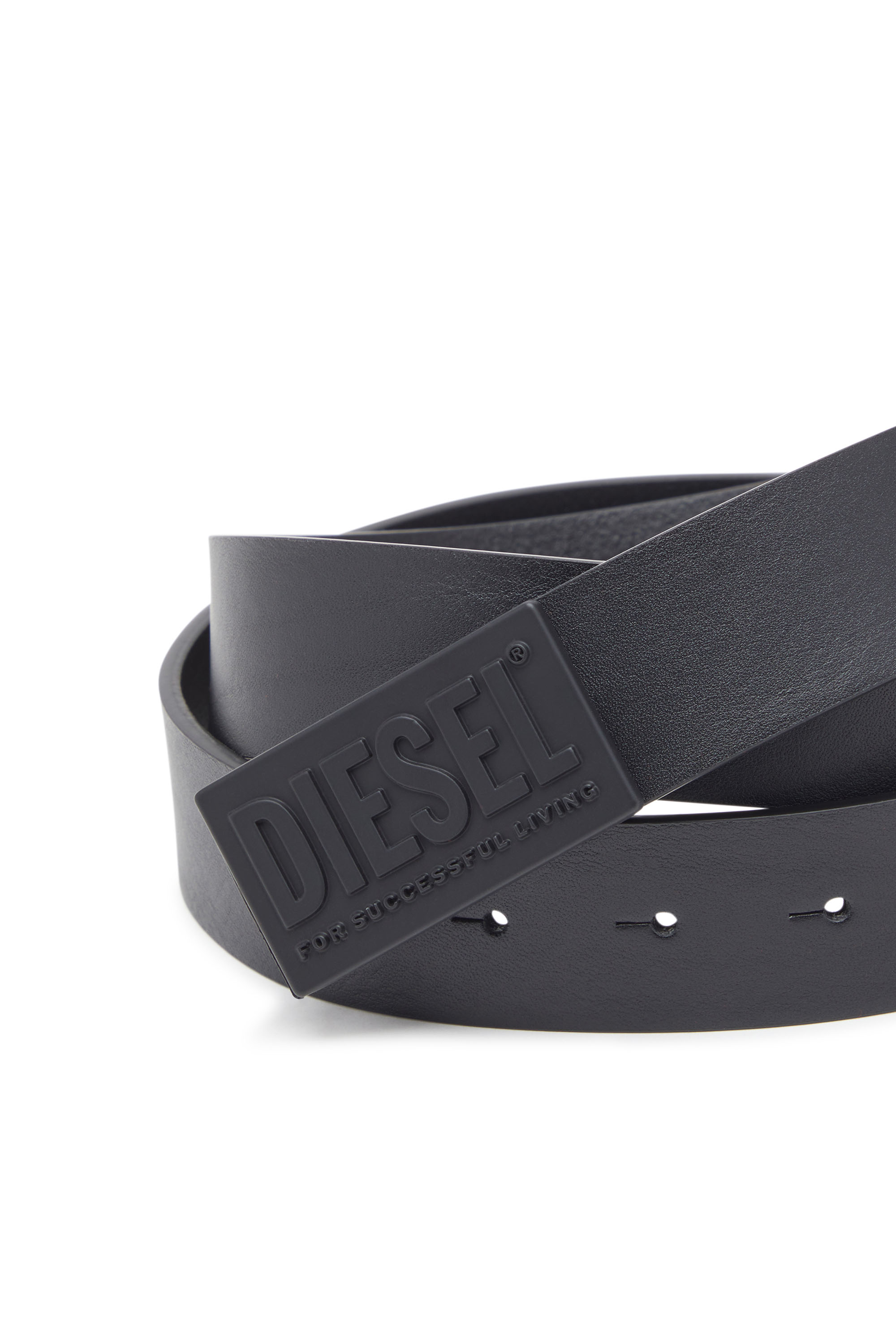 Diesel - B-BISCOTTO METAL, Cintura 3.4 cm in pelle con fibbia Successful Living Uomo in Nero - 3