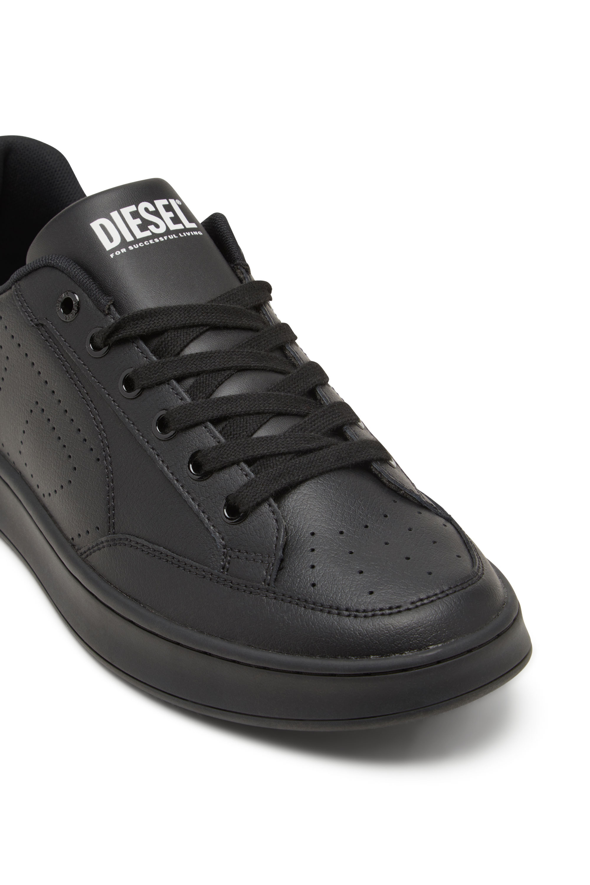 Diesel - S-DAKOTA LOW, S-Dakota-Sneaker in pelle con logo perforato Uomo in Nero - 5